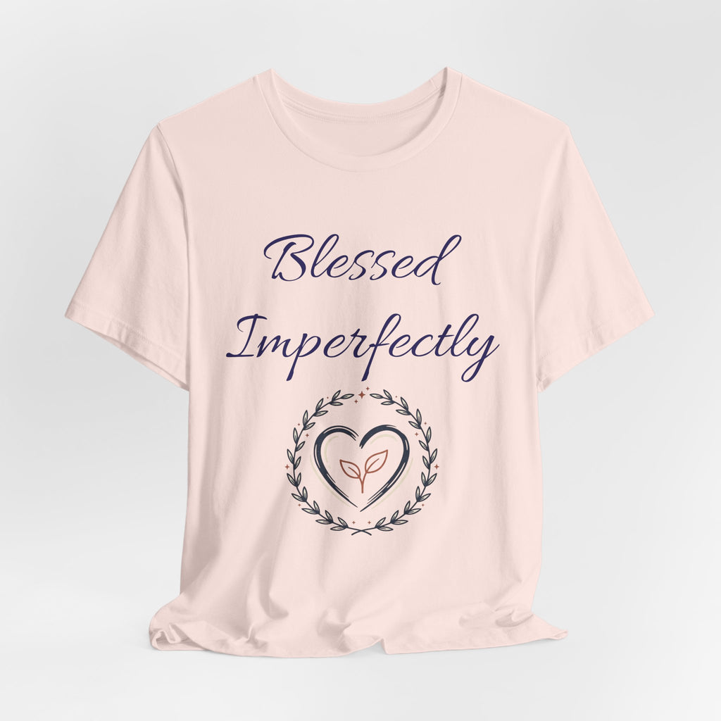 Blessed Imperfectly tee | Inspirational Script Heart Wreath Shirt