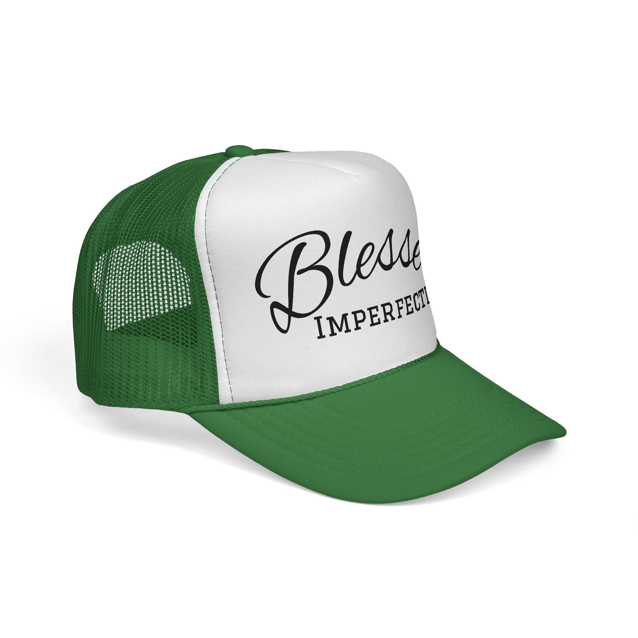 Blessed Imperfectly Trucker Cap | Script Logo Mesh Hat
