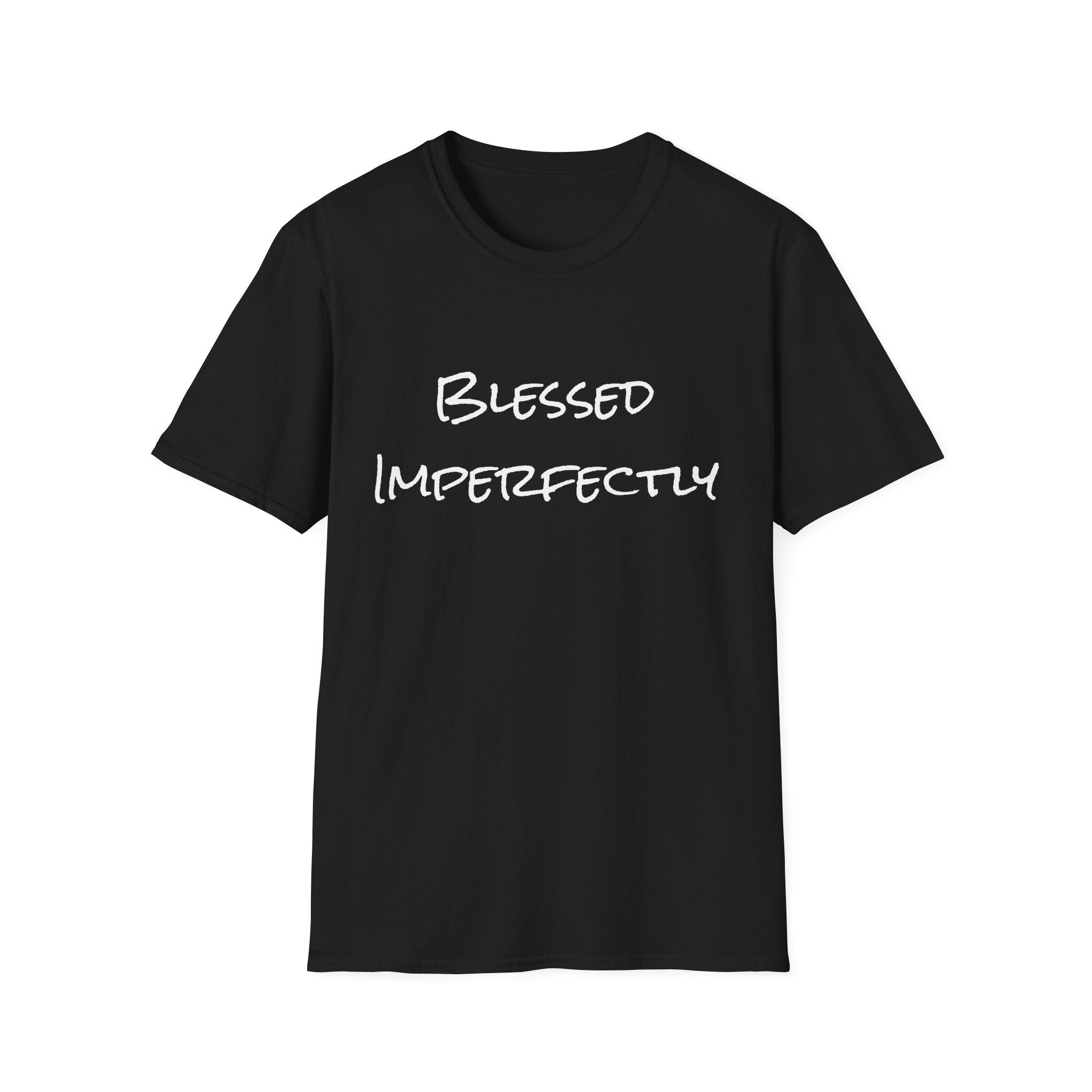 Blessed Imperfectly T-Shirt | handwritten script, inspirational faith tee
