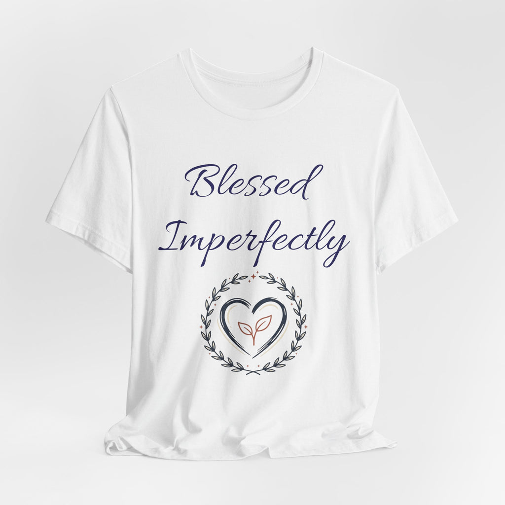 Blessed Imperfectly tee | Inspirational Script Heart Wreath Shirt