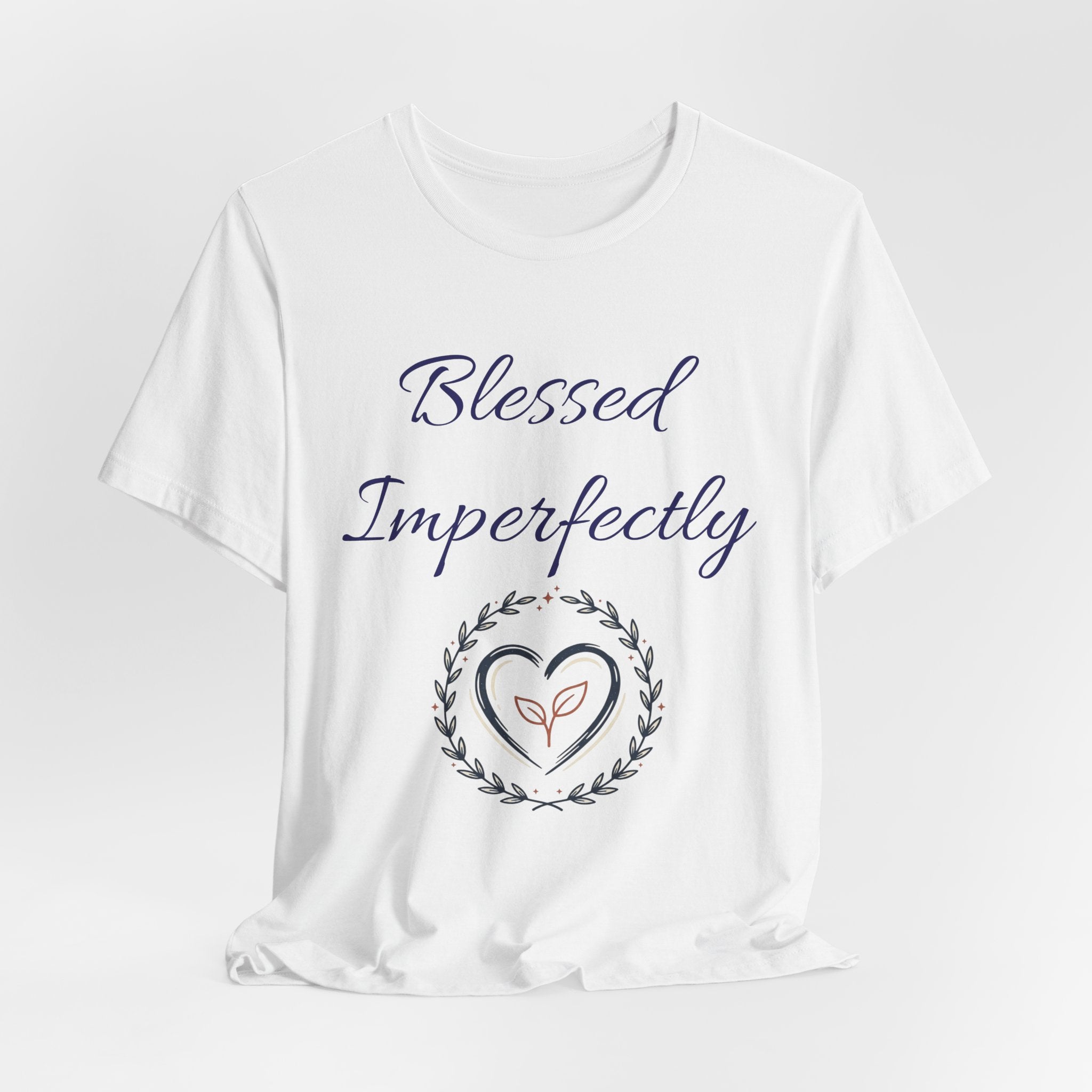 Blessed Imperfectly tee | Inspirational Script Heart Wreath Shirt