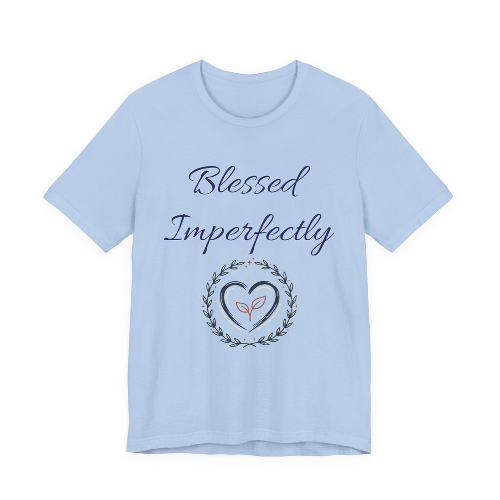 Blessed Imperfectly tee | Inspirational Script Heart Wreath Shirt