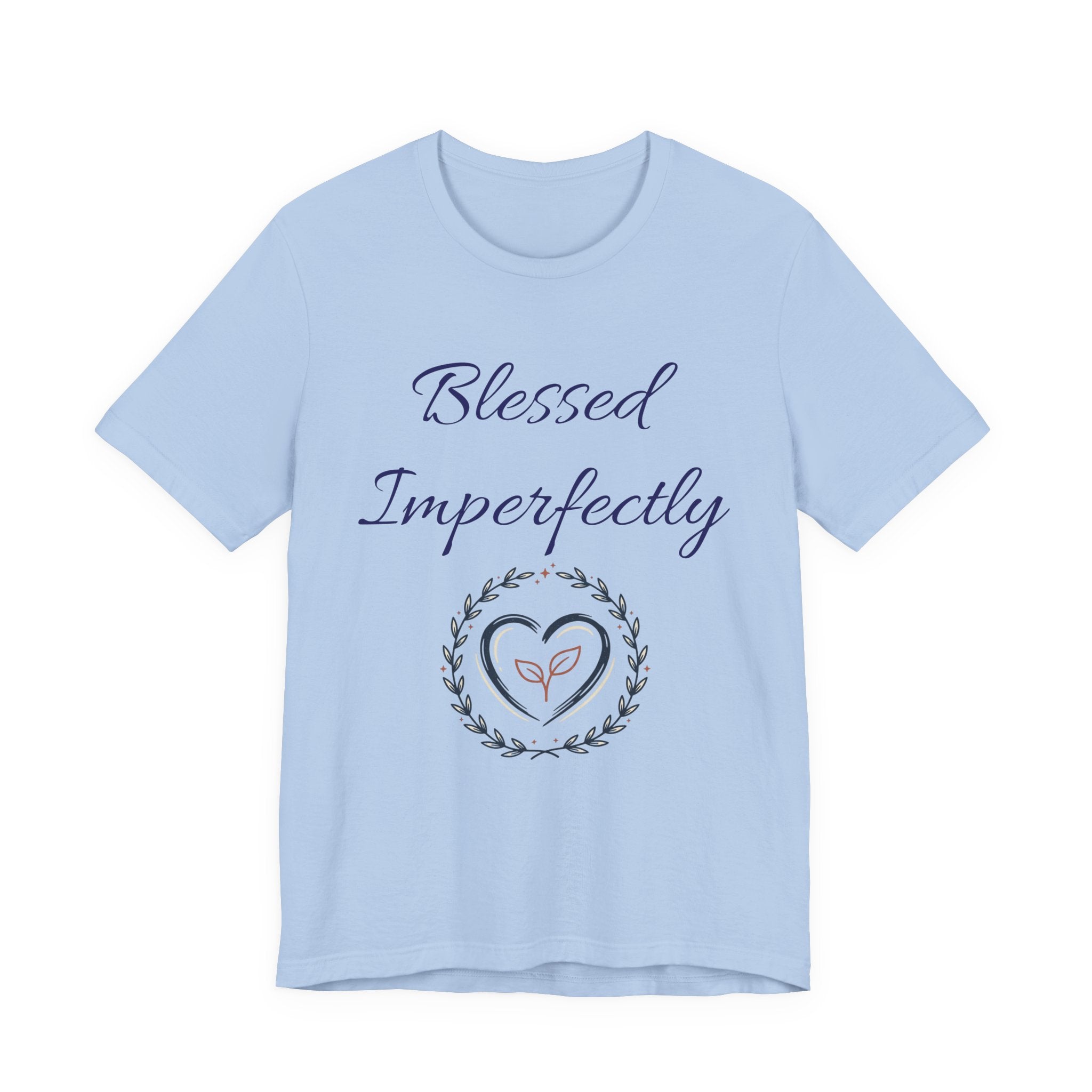Blessed Imperfectly tee | Inspirational Script Heart Wreath Shirt