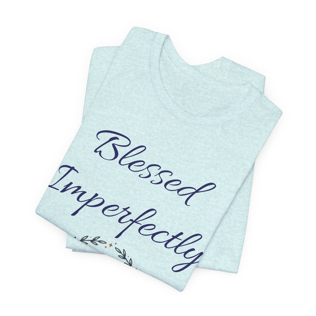 Blessed Imperfectly tee | Inspirational Script Heart Wreath Shirt