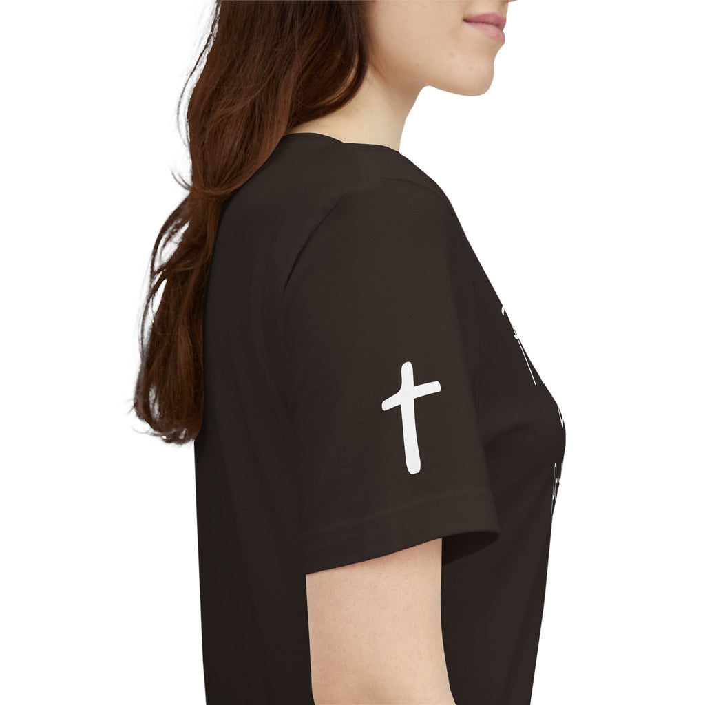 Forgiven Psalms 32:1 Tee | Christian Faith Shirt with Sleeve Cross