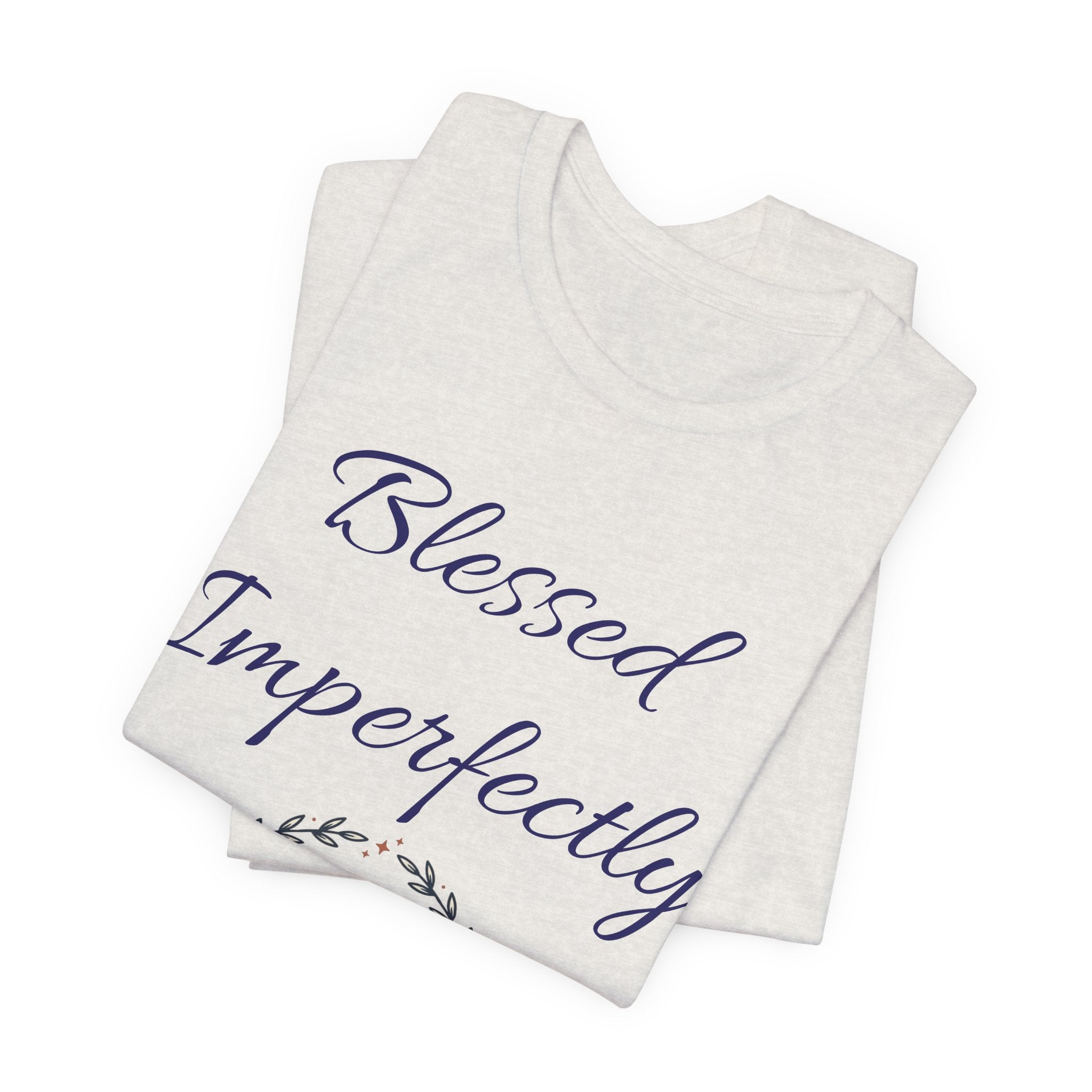 Blessed Imperfectly tee | Inspirational Script Heart Wreath Shirt