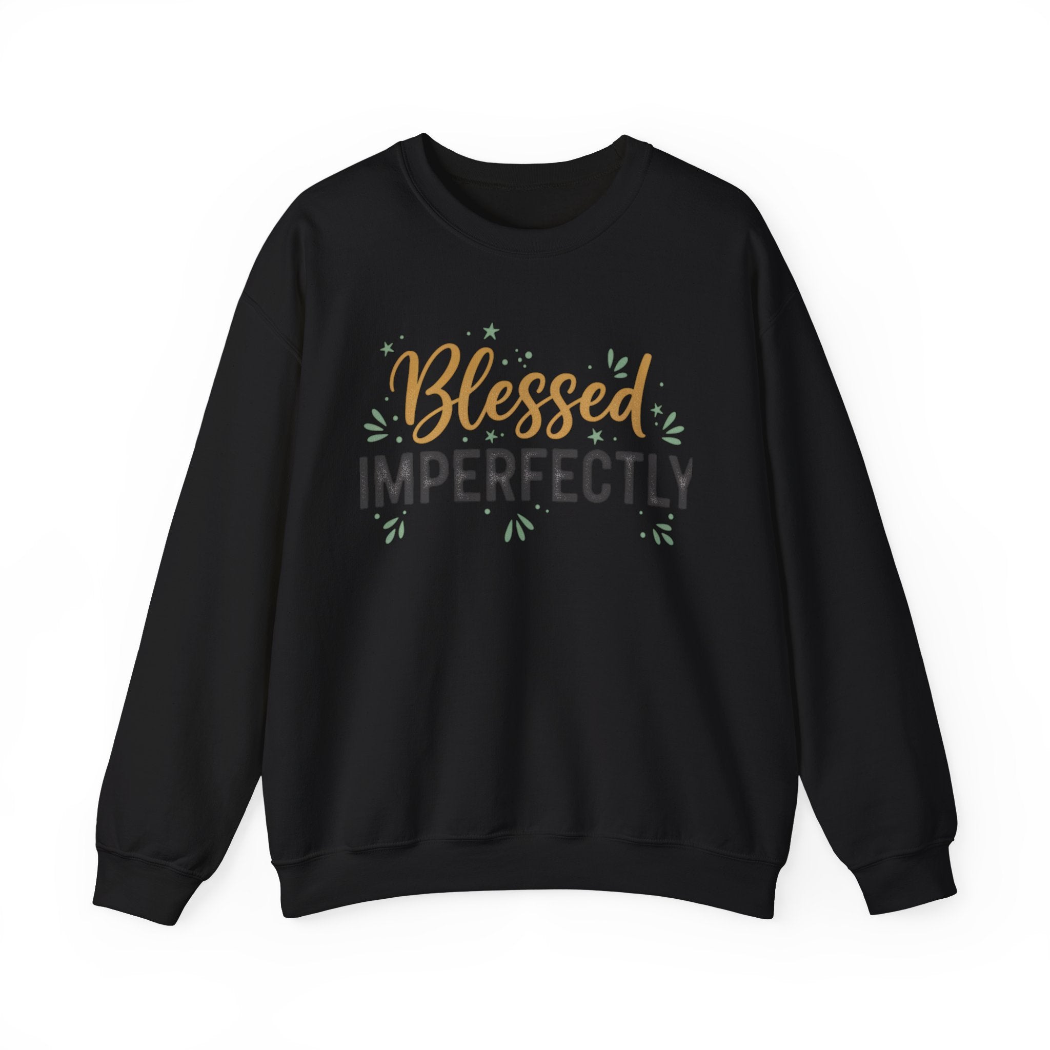 Blessed Imperfectly Sweatshirt | Inspirational Christian Typography, Floral Accents