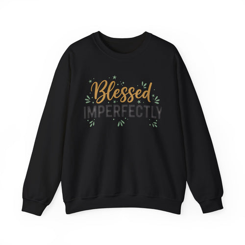 Blessed Imperfectly Sweatshirt | Inspirational Christian Typography, Floral Accents