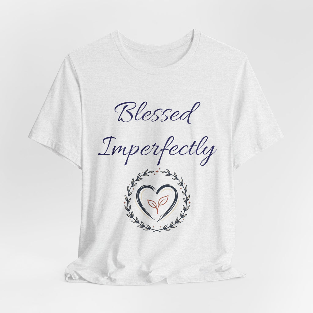 Blessed Imperfectly tee | Inspirational Script Heart Wreath Shirt