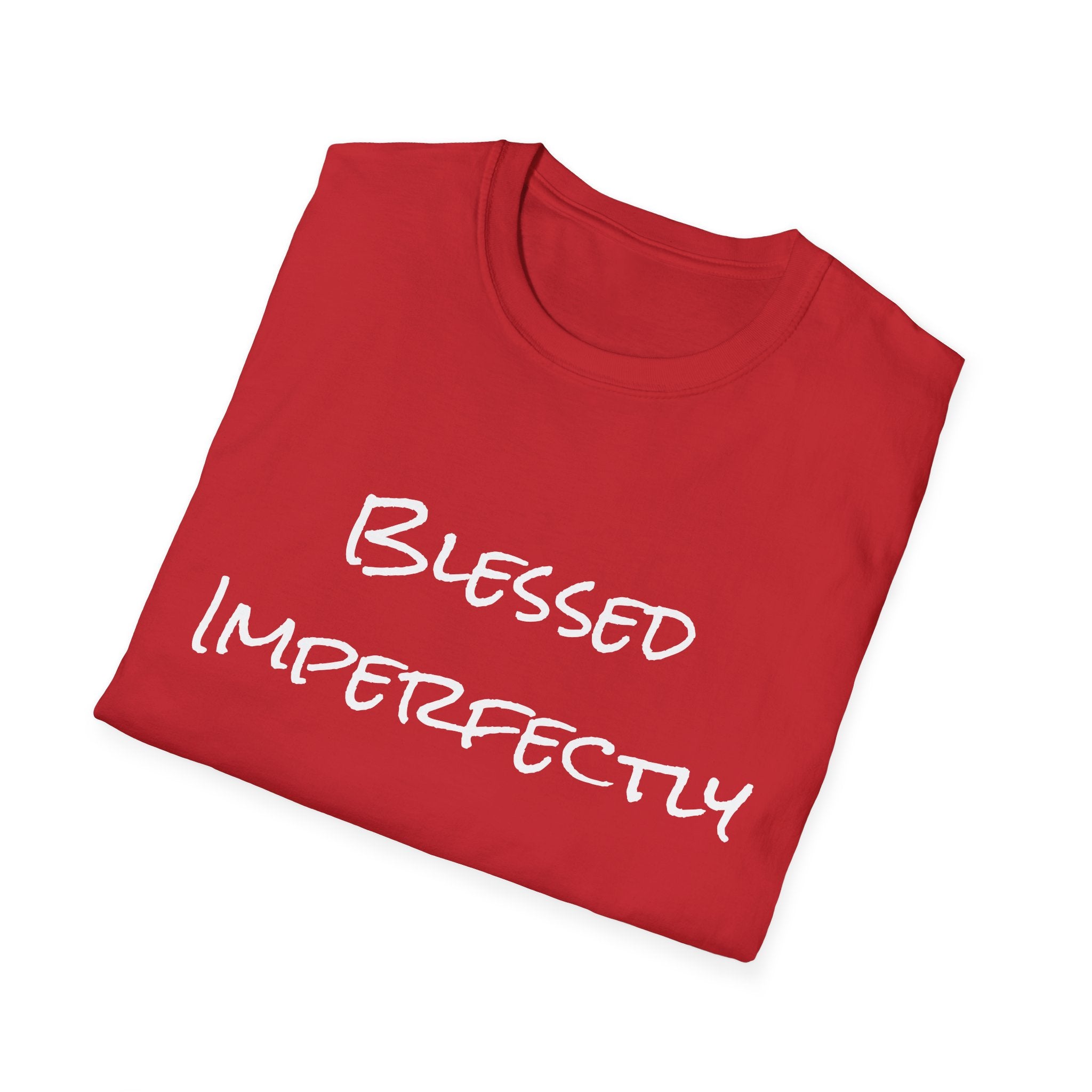 Blessed Imperfectly T-Shirt | handwritten script, inspirational faith tee