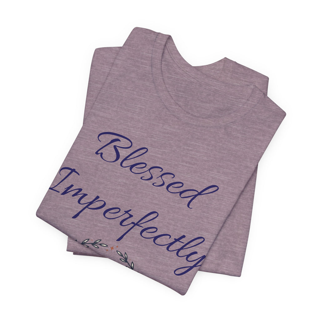Blessed Imperfectly tee | Inspirational Script Heart Wreath Shirt