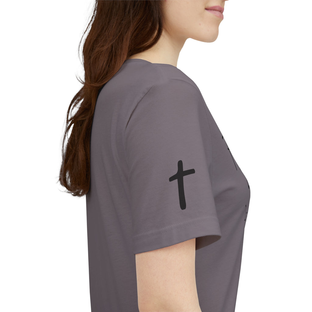 Forgiven Psalms 32:1 Tee | Christian Faith Shirt with Sleeve Cross