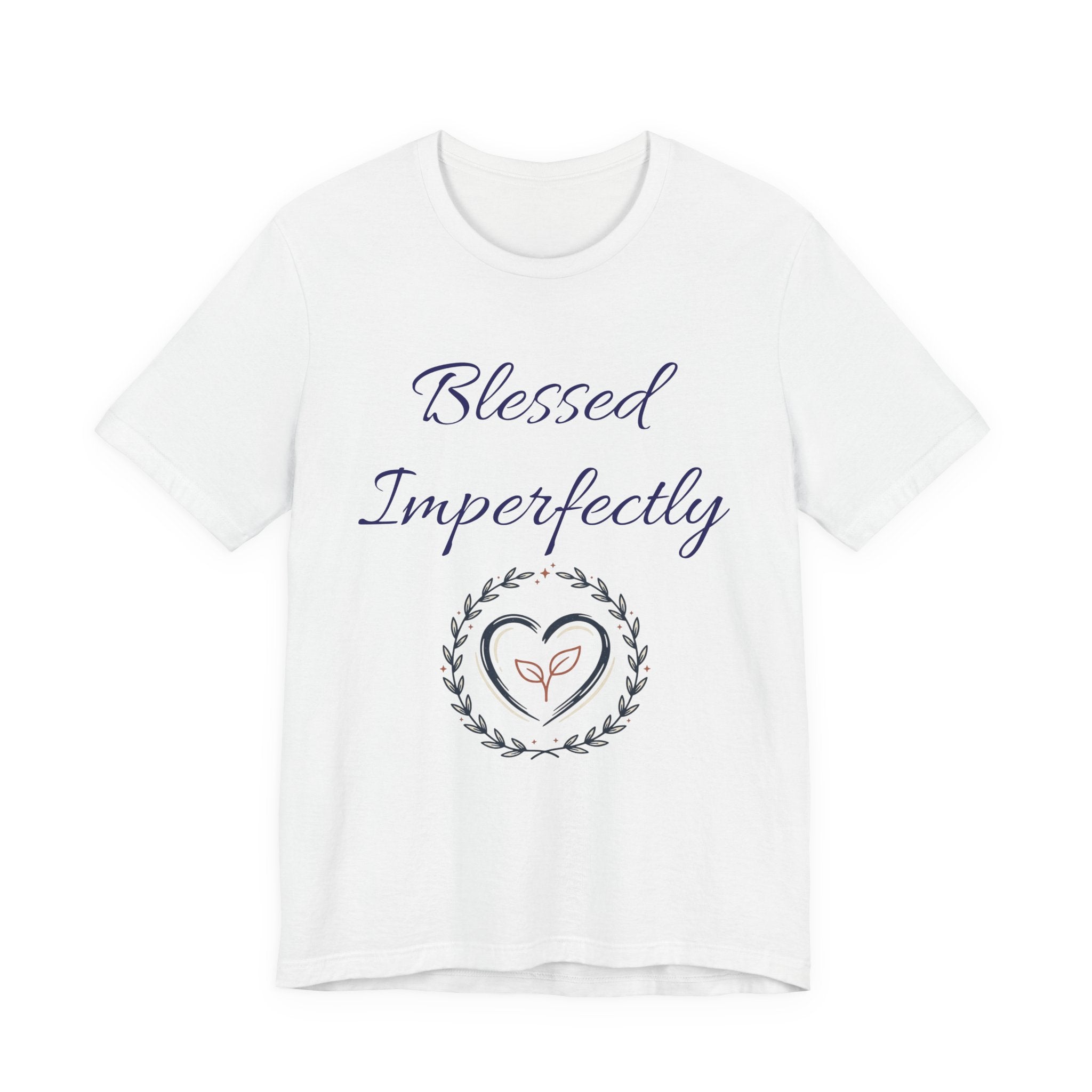 Blessed Imperfectly tee | Inspirational Script Heart Wreath Shirt
