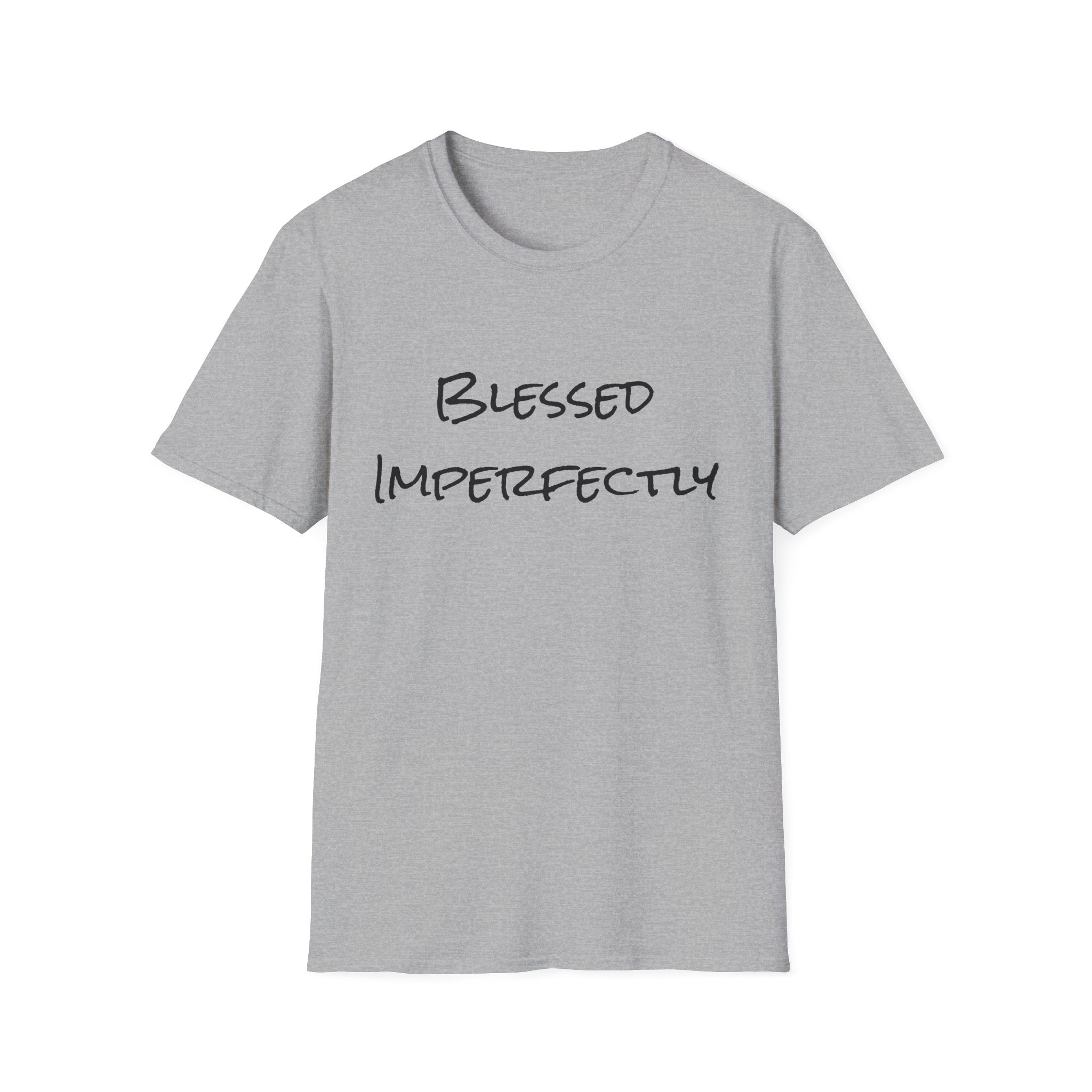 Blessed Imperfectly T-Shirt | handwritten script, inspirational faith tee
