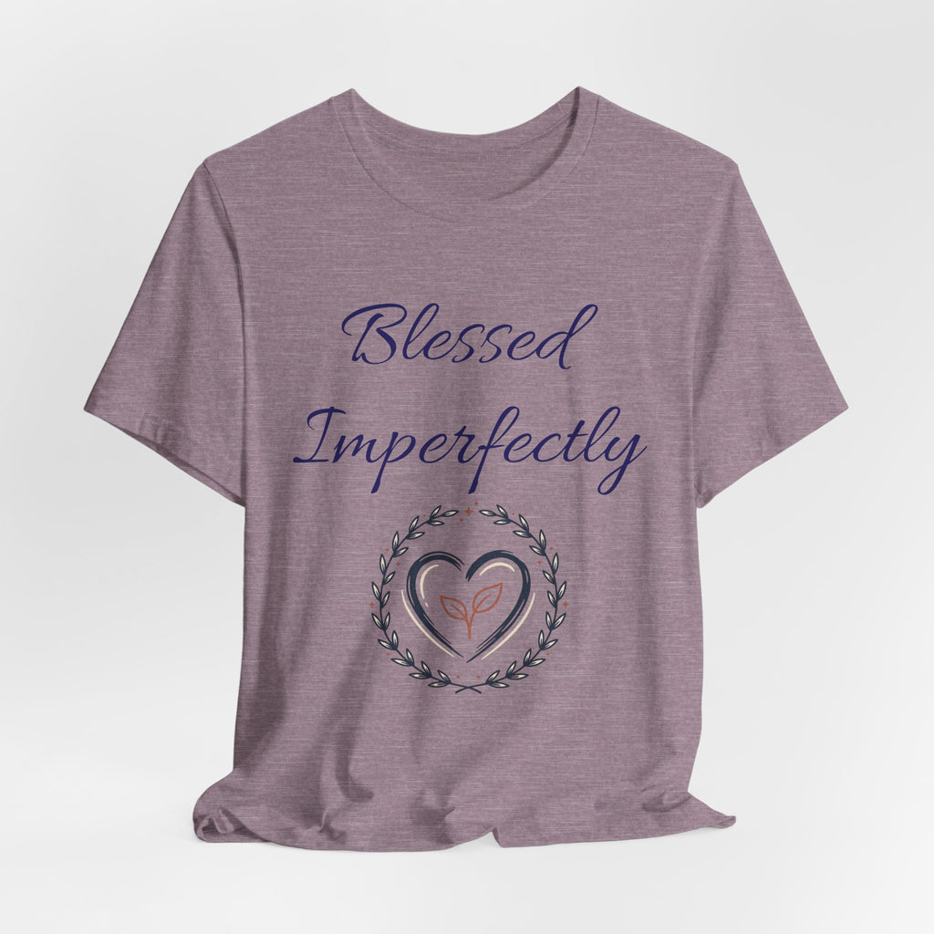Blessed Imperfectly tee | Inspirational Script Heart Wreath Shirt