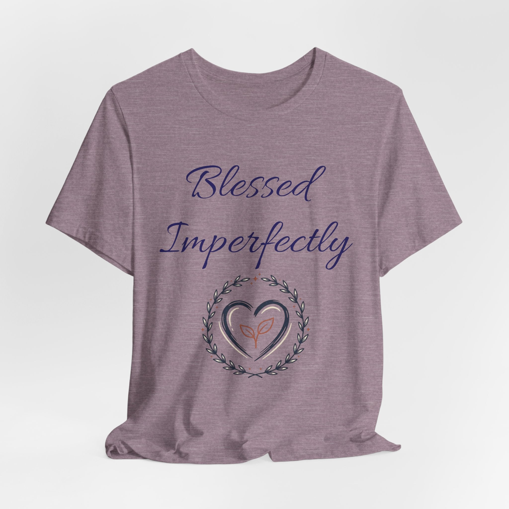 Blessed Imperfectly tee | Inspirational Script Heart Wreath Shirt