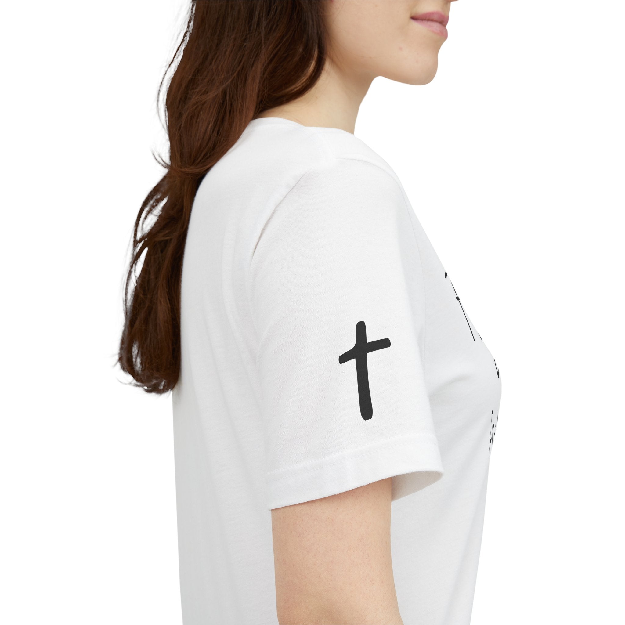 Forgiven Psalms 32:1 Tee | Christian Faith Shirt with Sleeve Cross