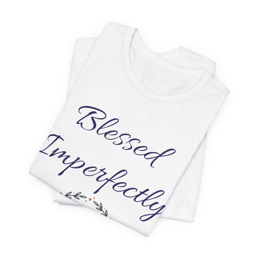 Blessed Imperfectly tee | Inspirational Script Heart Wreath Shirt