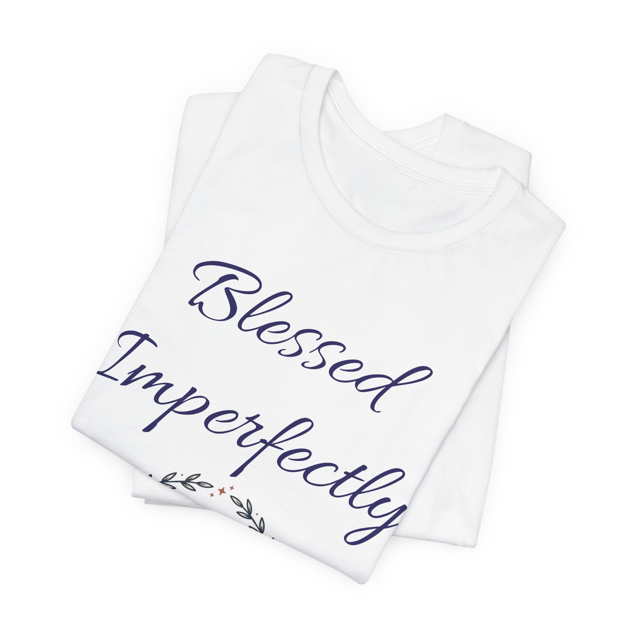 Blessed Imperfectly tee | Inspirational Script Heart Wreath Shirt
