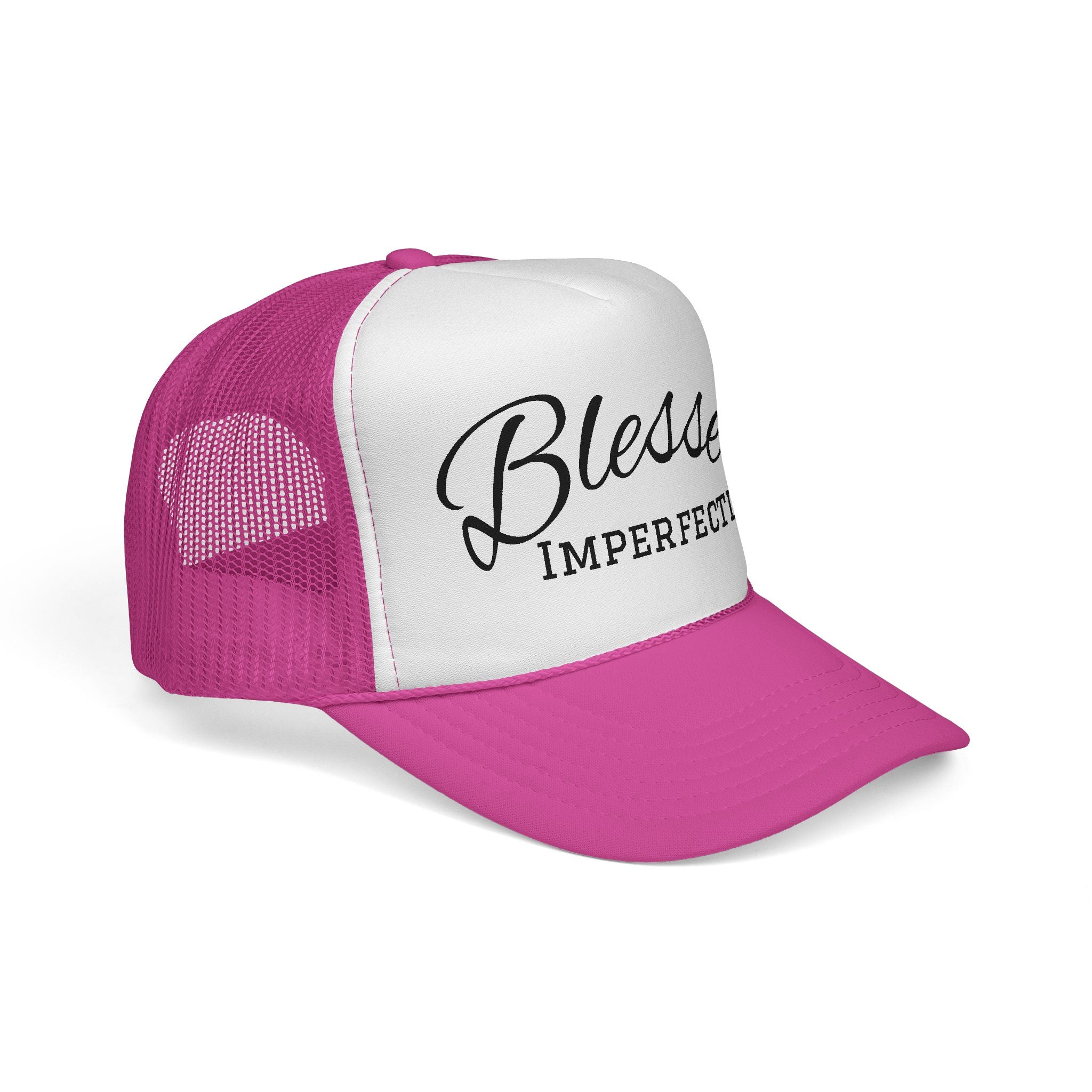 Blessed Imperfectly Trucker Cap | Script Logo Mesh Hat