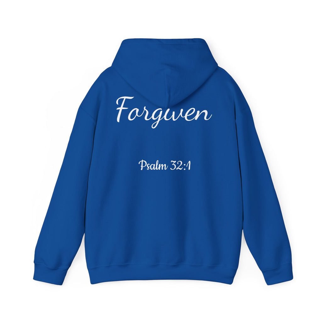 Forgiven Hoodie — Psalm 32:1 Christian Cross Sweatshirt