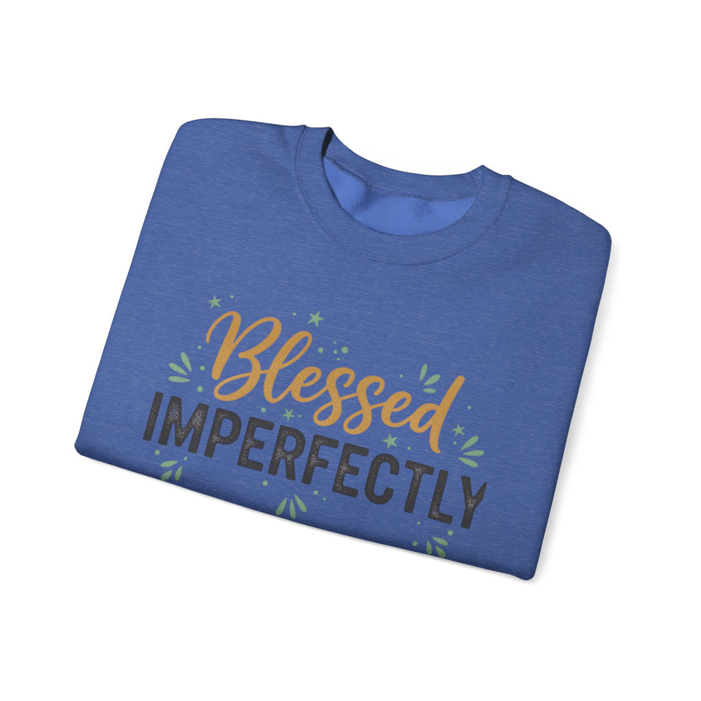 Blessed Imperfectly Sweatshirt | Inspirational Christian Typography, Floral Accents