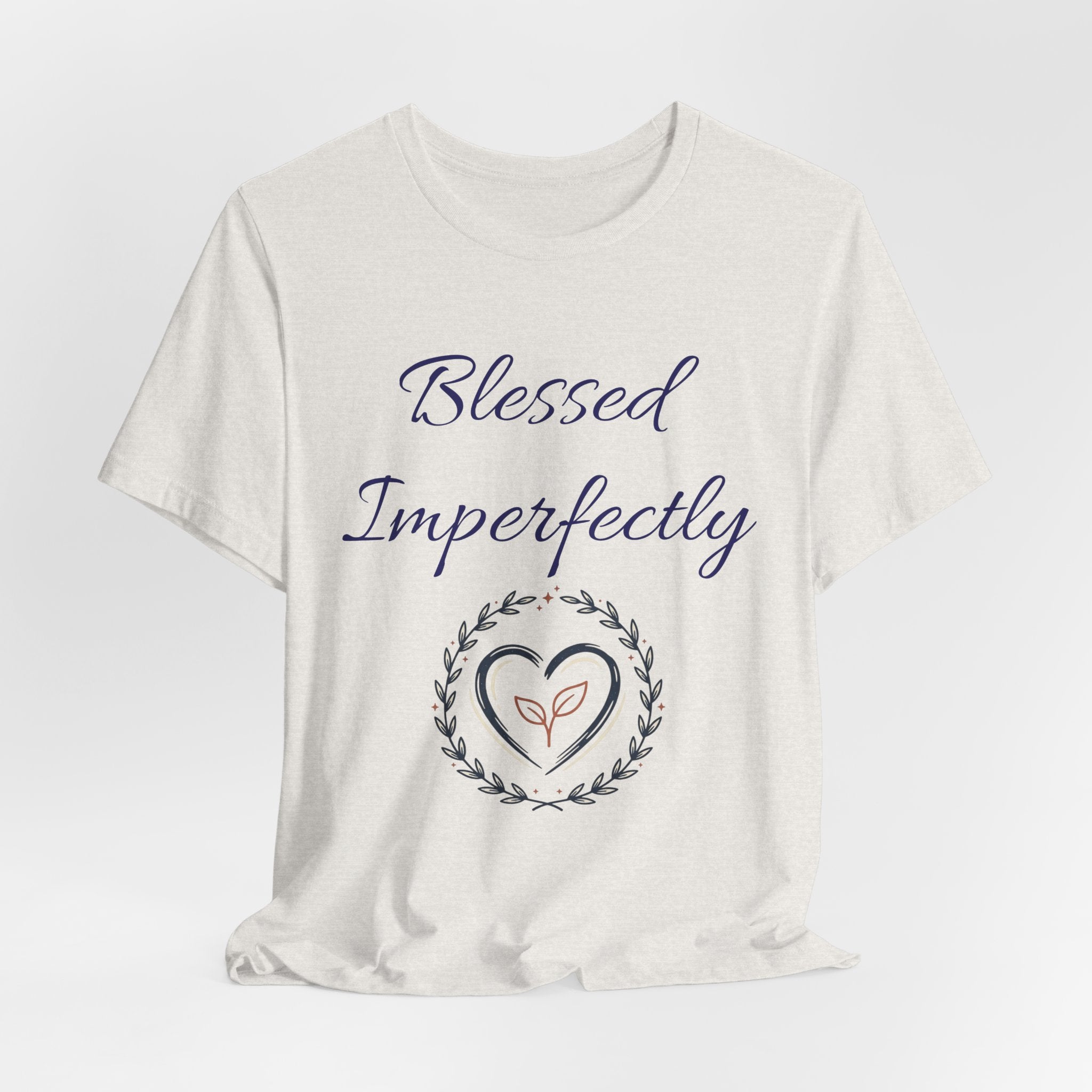 Blessed Imperfectly tee | Inspirational Script Heart Wreath Shirt