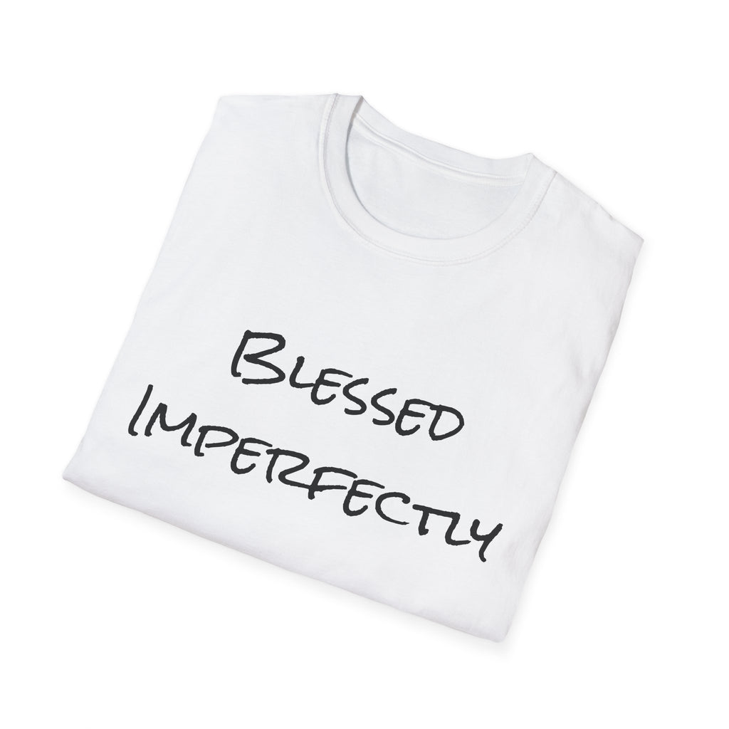 Blessed Imperfectly T-Shirt | handwritten script, inspirational faith tee