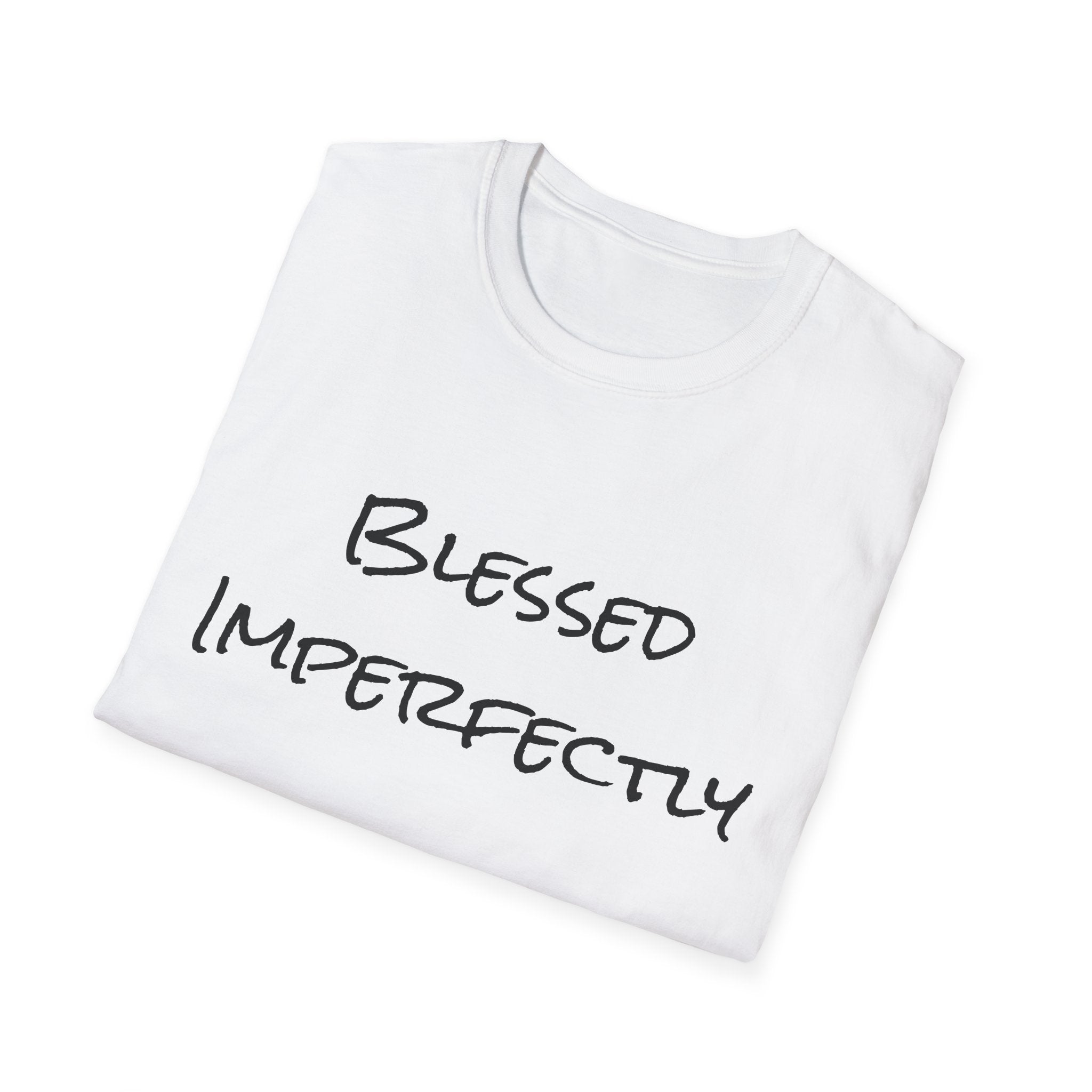 Blessed Imperfectly T-Shirt | handwritten script, inspirational faith tee