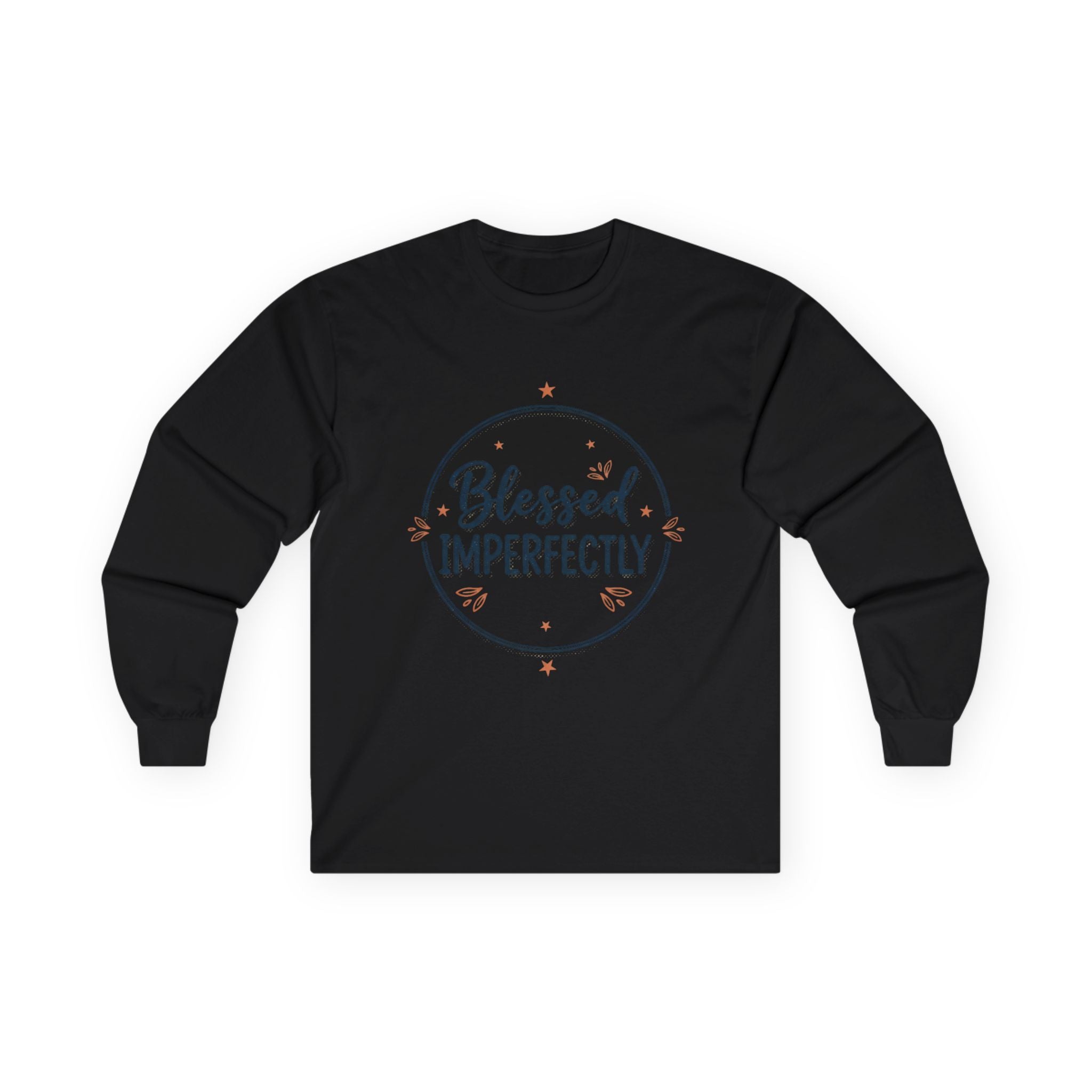 Blessed Imperfectly Long Sleeve Tee | Faith Typography, Minimal Circle Design