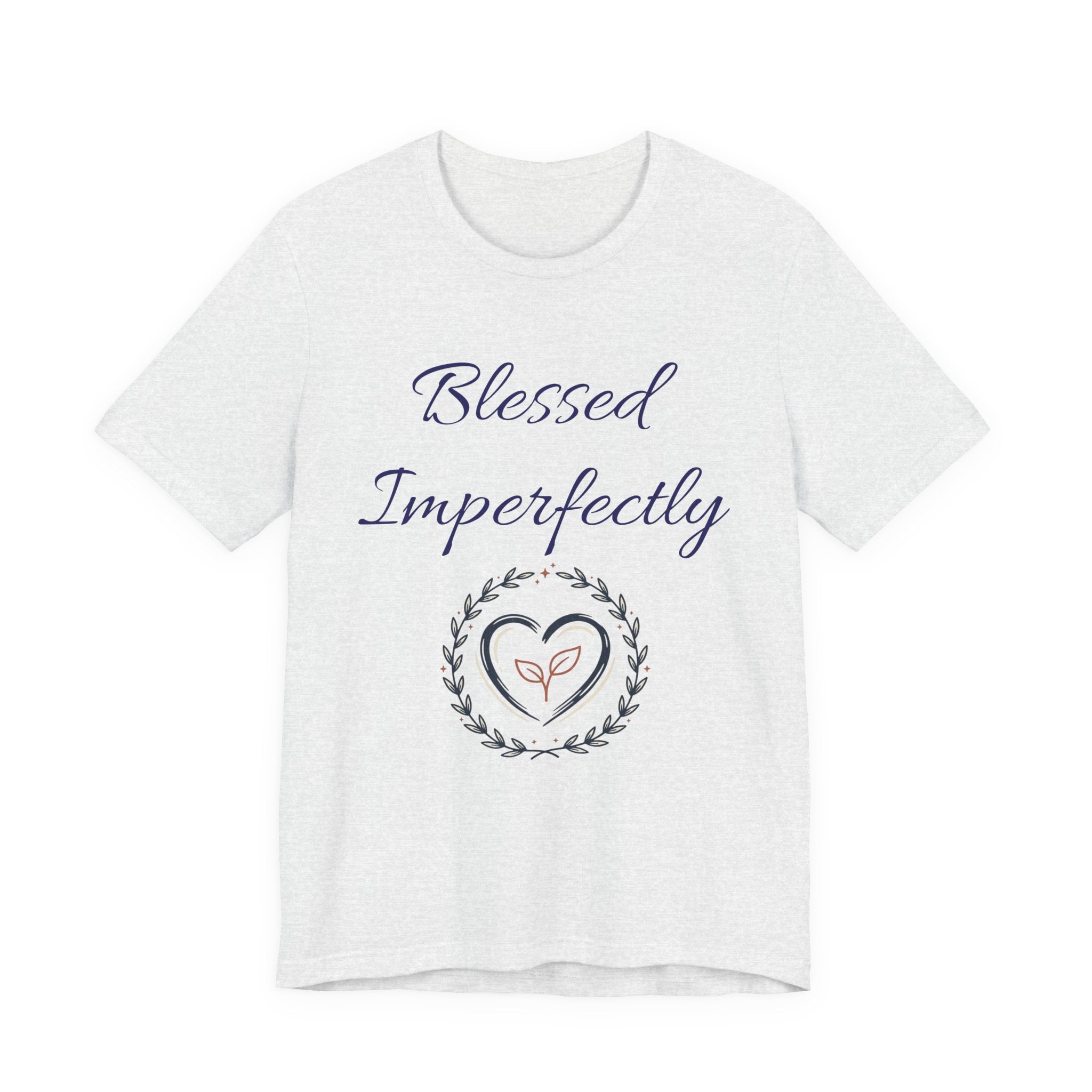 Blessed Imperfectly tee | Inspirational Script Heart Wreath Shirt