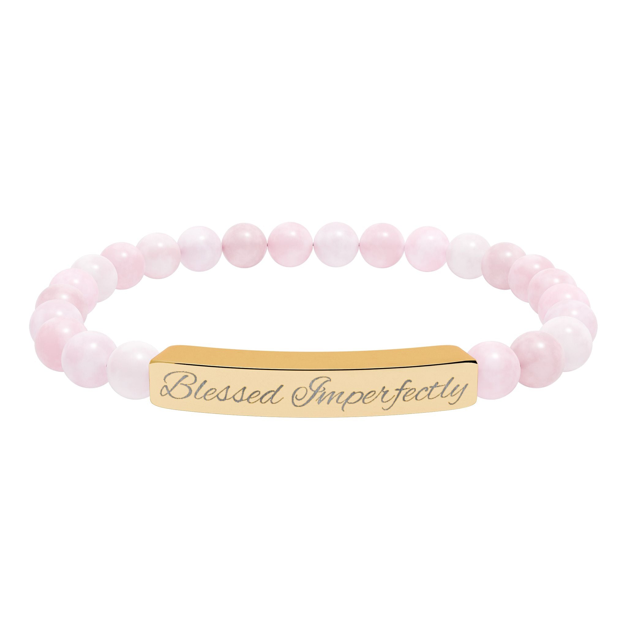Engraved Natural Stone Stretch Bracelet | Personalized Bar Stone Bracelet