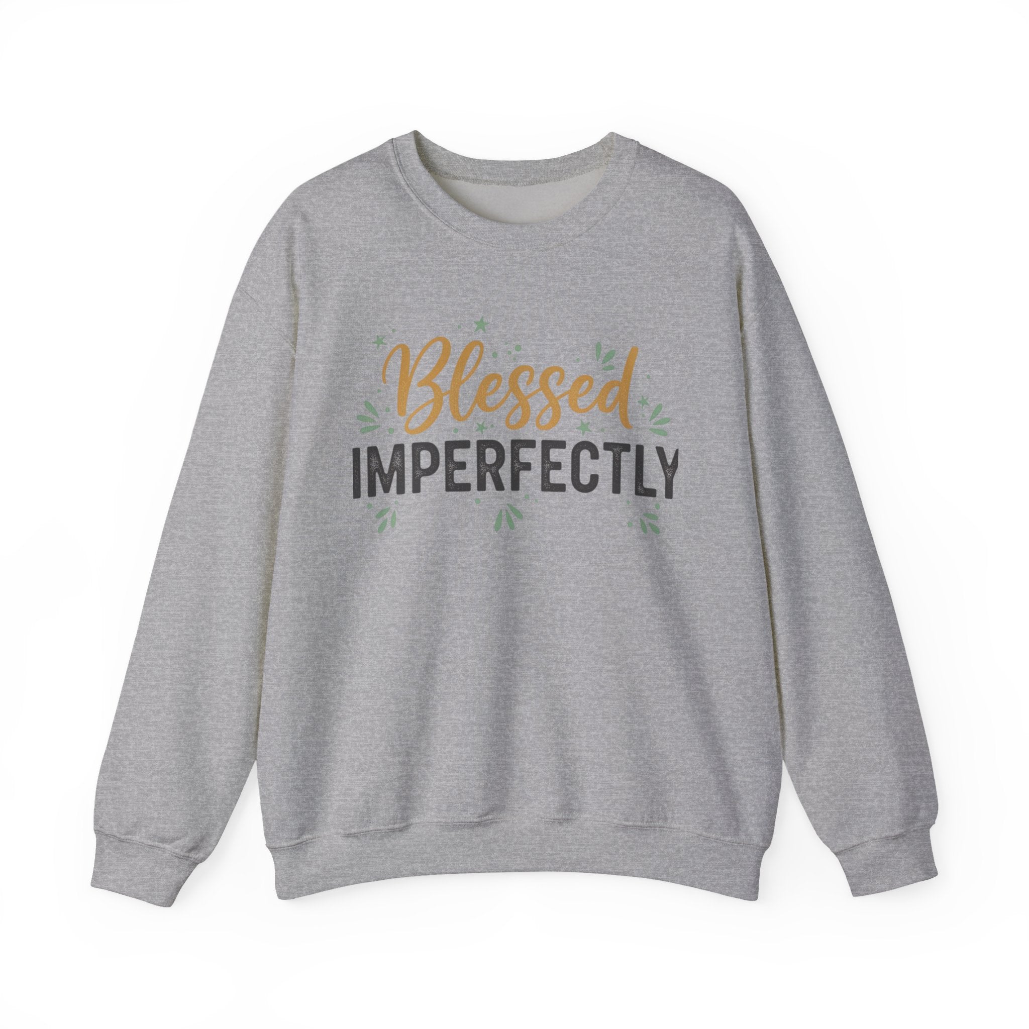 Blessed Imperfectly Sweatshirt | Inspirational Christian Typography, Floral Accents