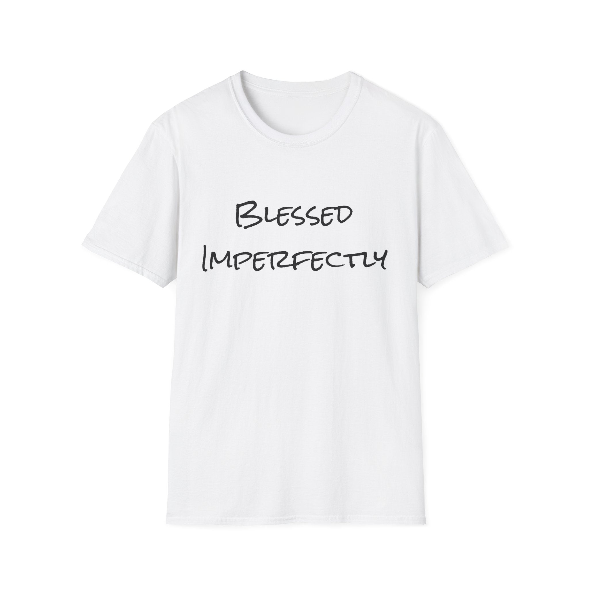 Blessed Imperfectly T-Shirt | handwritten script, inspirational faith tee