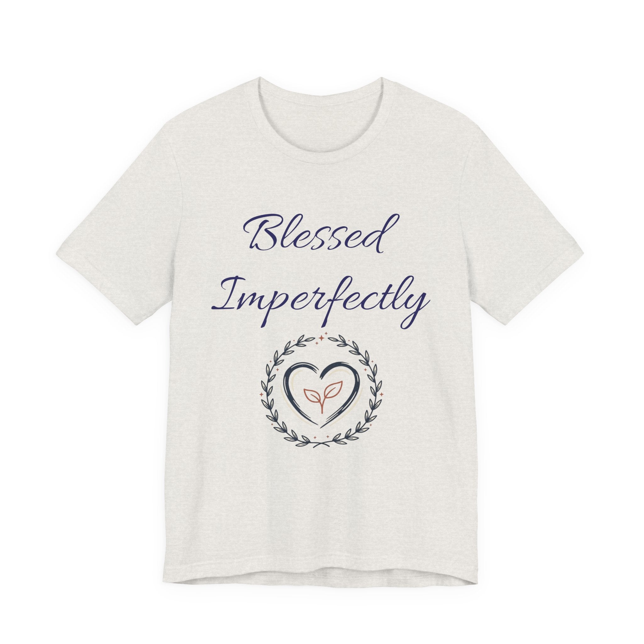 Blessed Imperfectly tee | Inspirational Script Heart Wreath Shirt