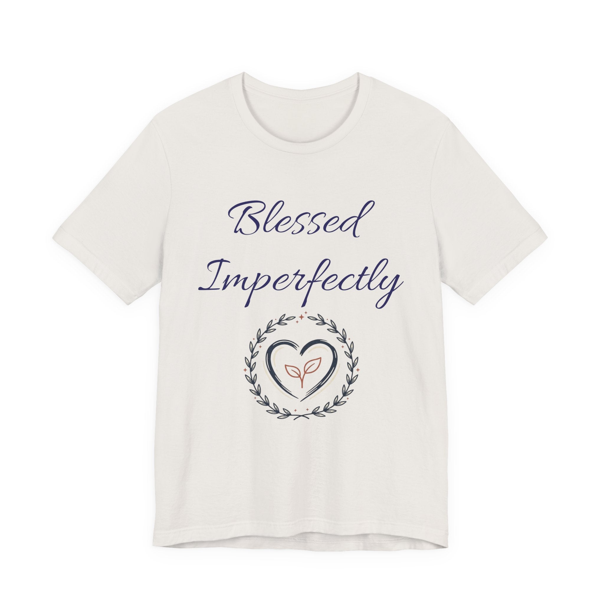 Blessed Imperfectly tee | Inspirational Script Heart Wreath Shirt