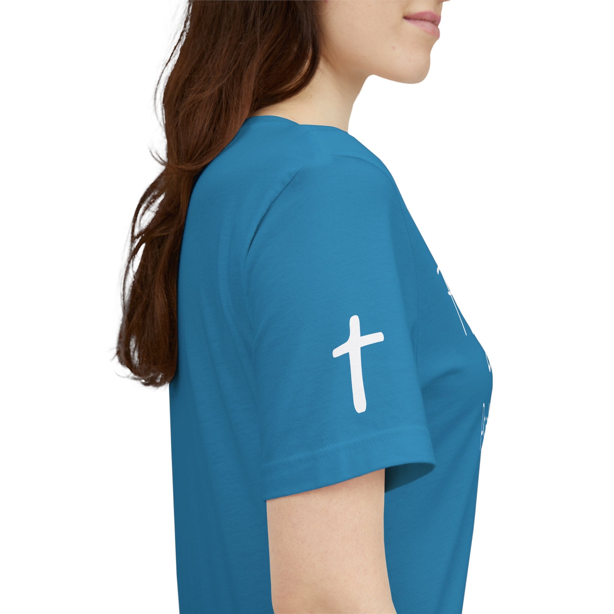 Forgiven Psalms 32:1 Tee | Christian Faith Shirt with Sleeve Cross