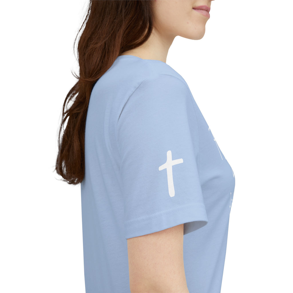 Forgiven Psalms 32:1 Tee | Christian Faith Shirt with Sleeve Cross