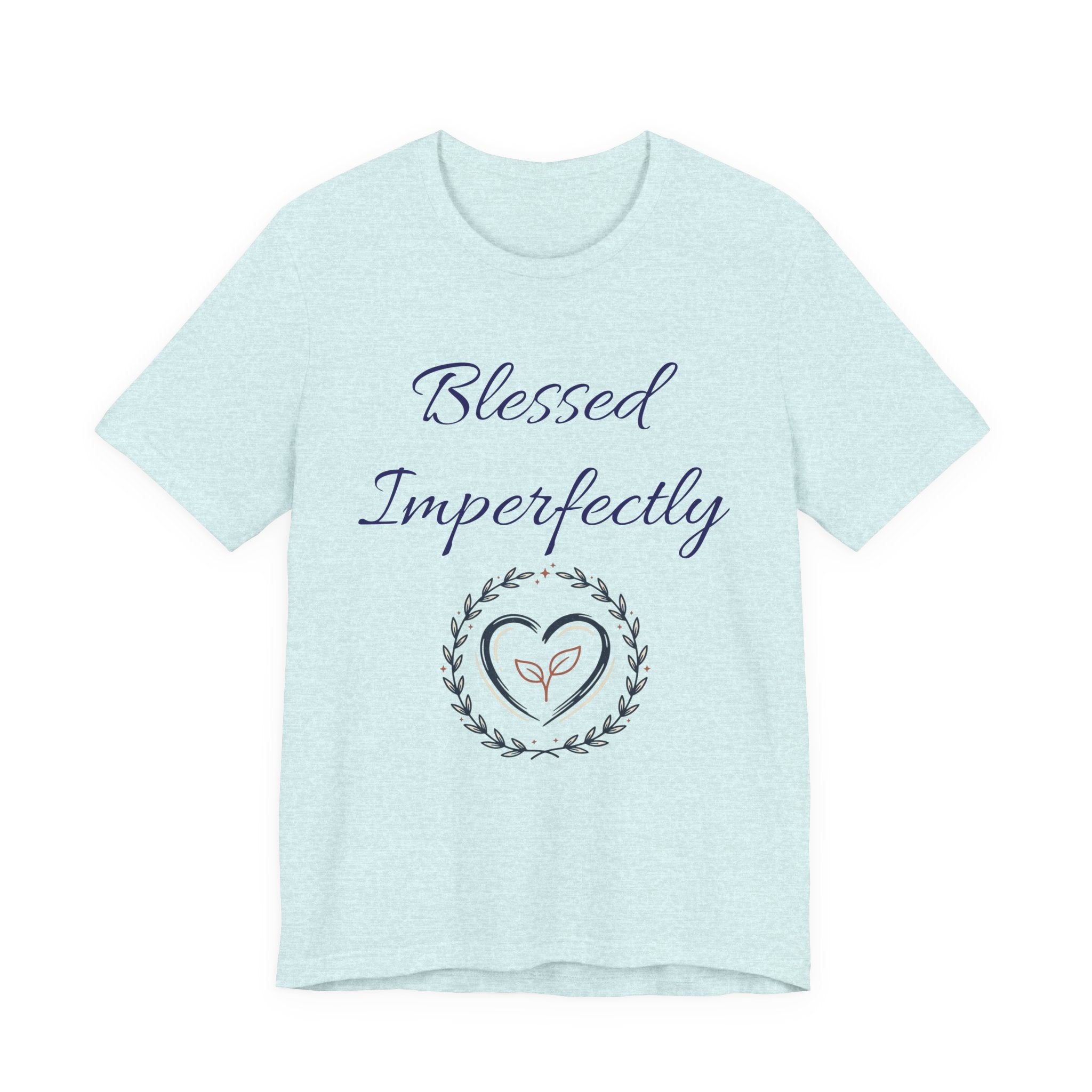 Blessed Imperfectly tee | Inspirational Script Heart Wreath Shirt