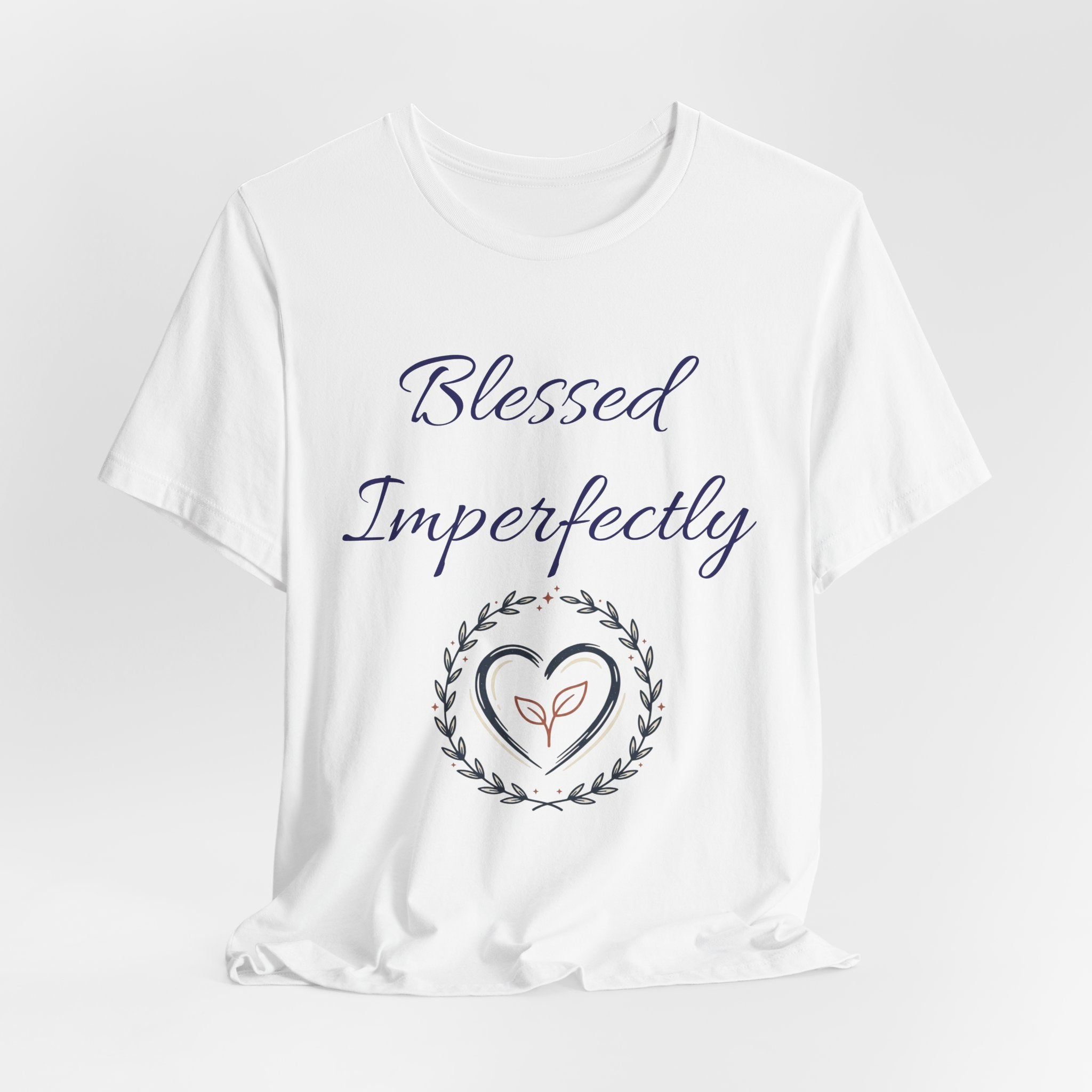 Blessed Imperfectly tee | Inspirational Script Heart Wreath Shirt