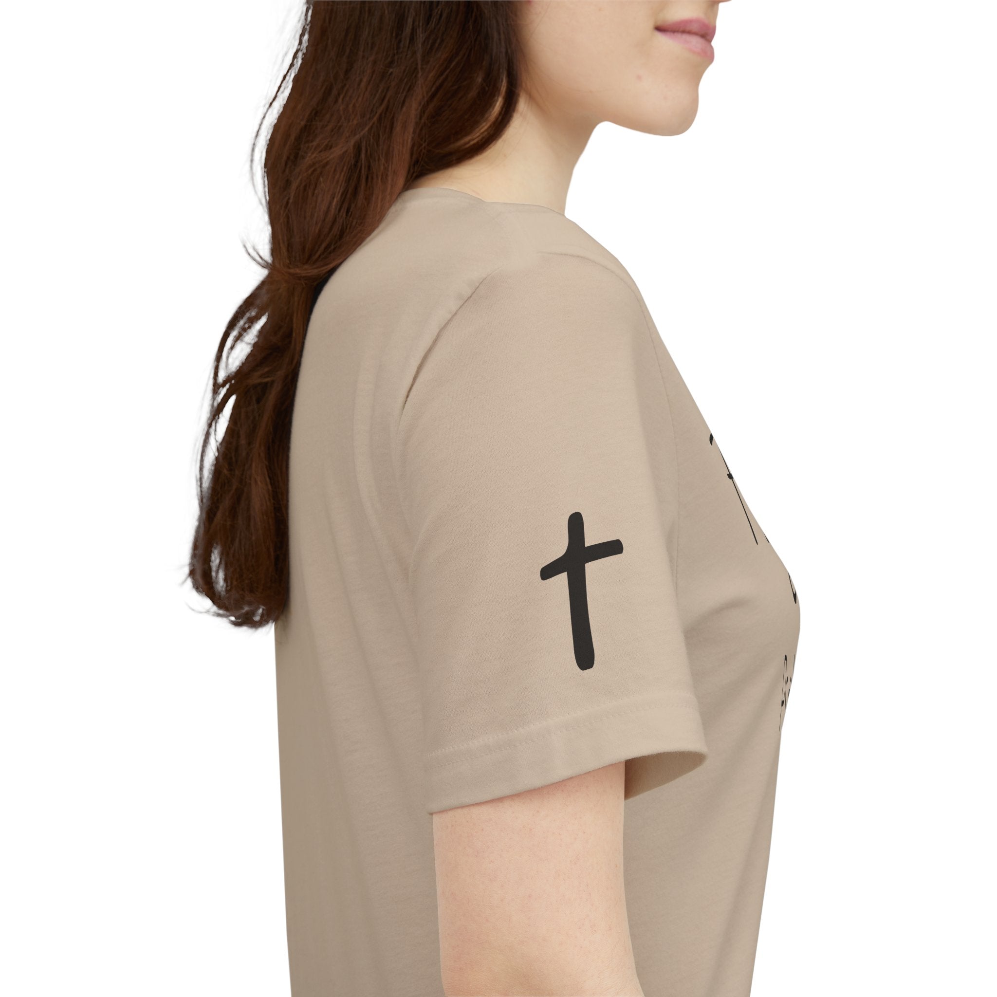 Forgiven Psalms 32:1 Tee | Christian Faith Shirt with Sleeve Cross