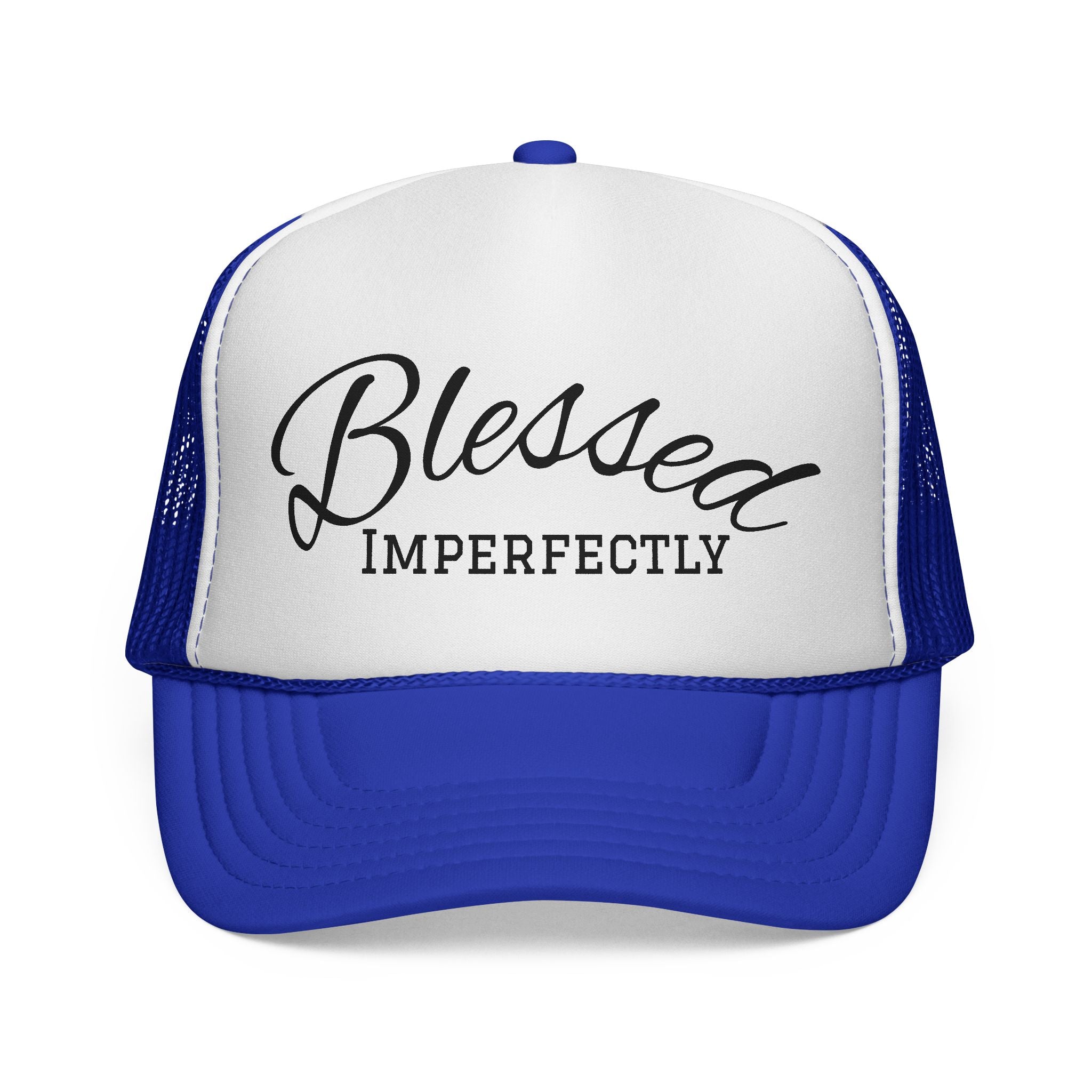 Blessed Imperfectly Trucker Cap | Script Logo Mesh Hat