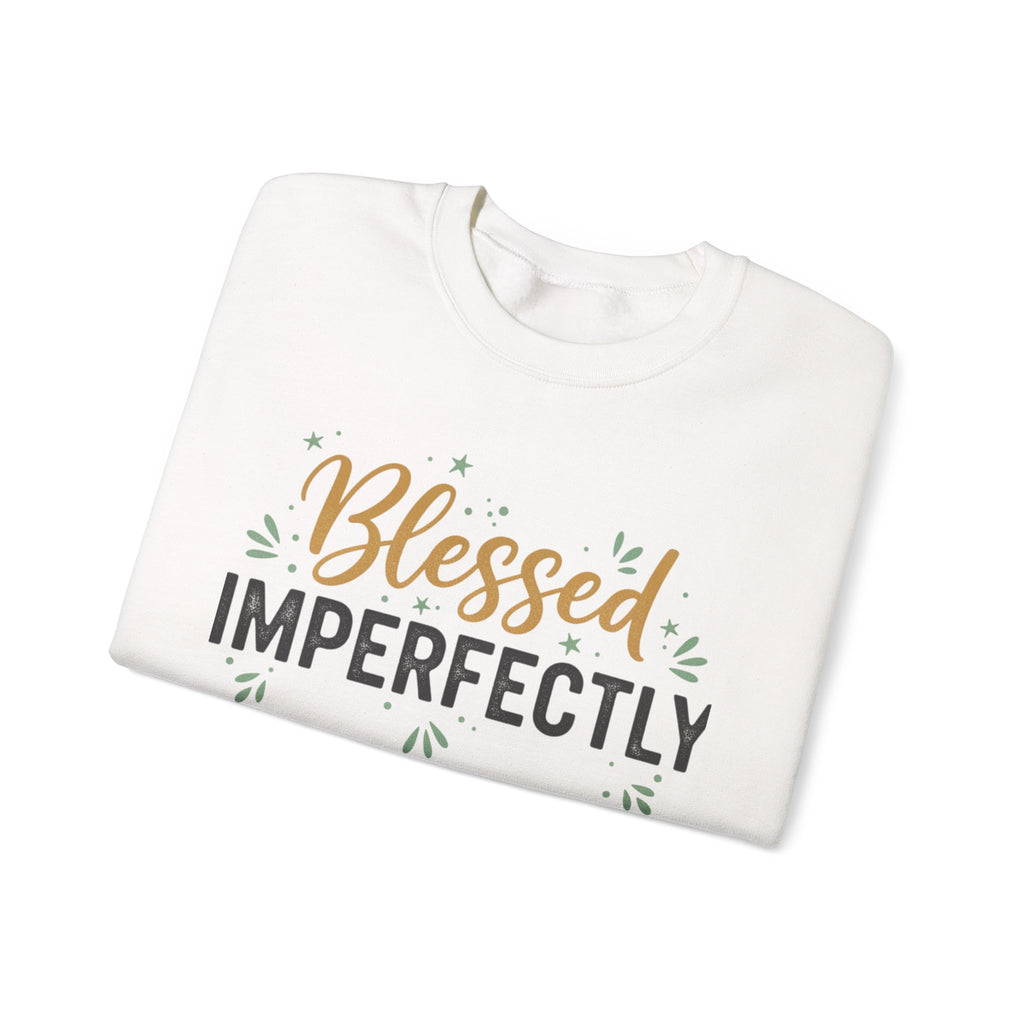 Blessed Imperfectly Sweatshirt | Inspirational Christian Typography, Floral Accents