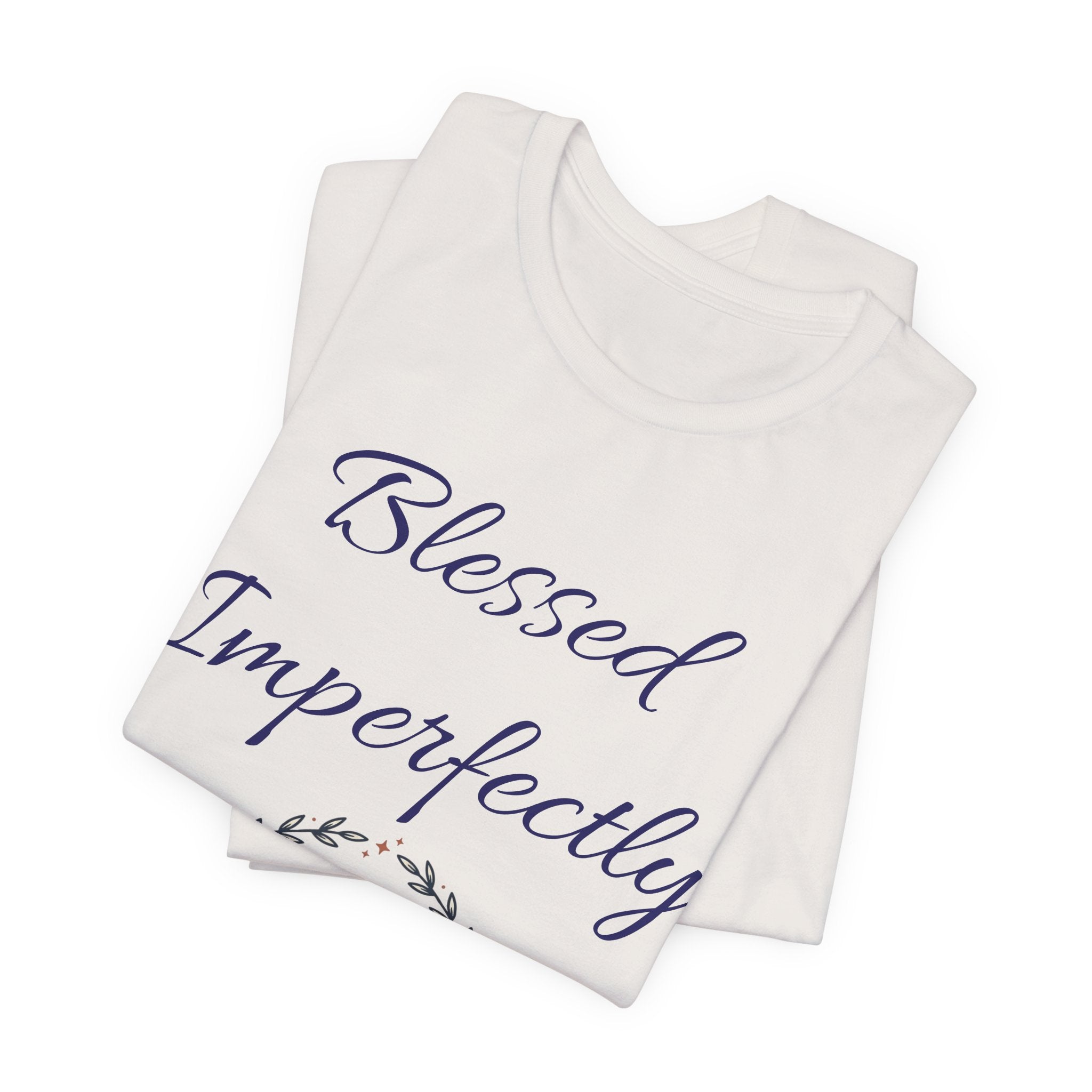 Blessed Imperfectly tee | Inspirational Script Heart Wreath Shirt