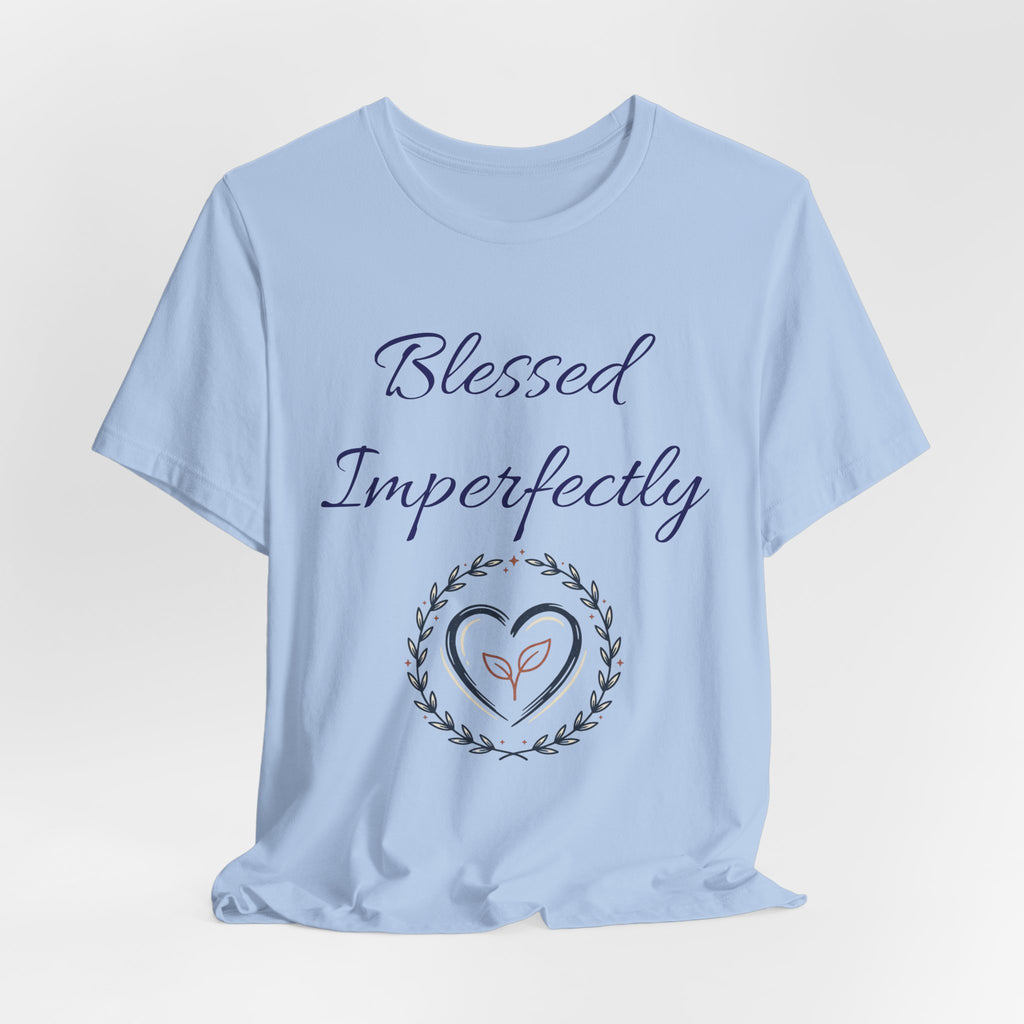 Blessed Imperfectly tee | Inspirational Script Heart Wreath Shirt