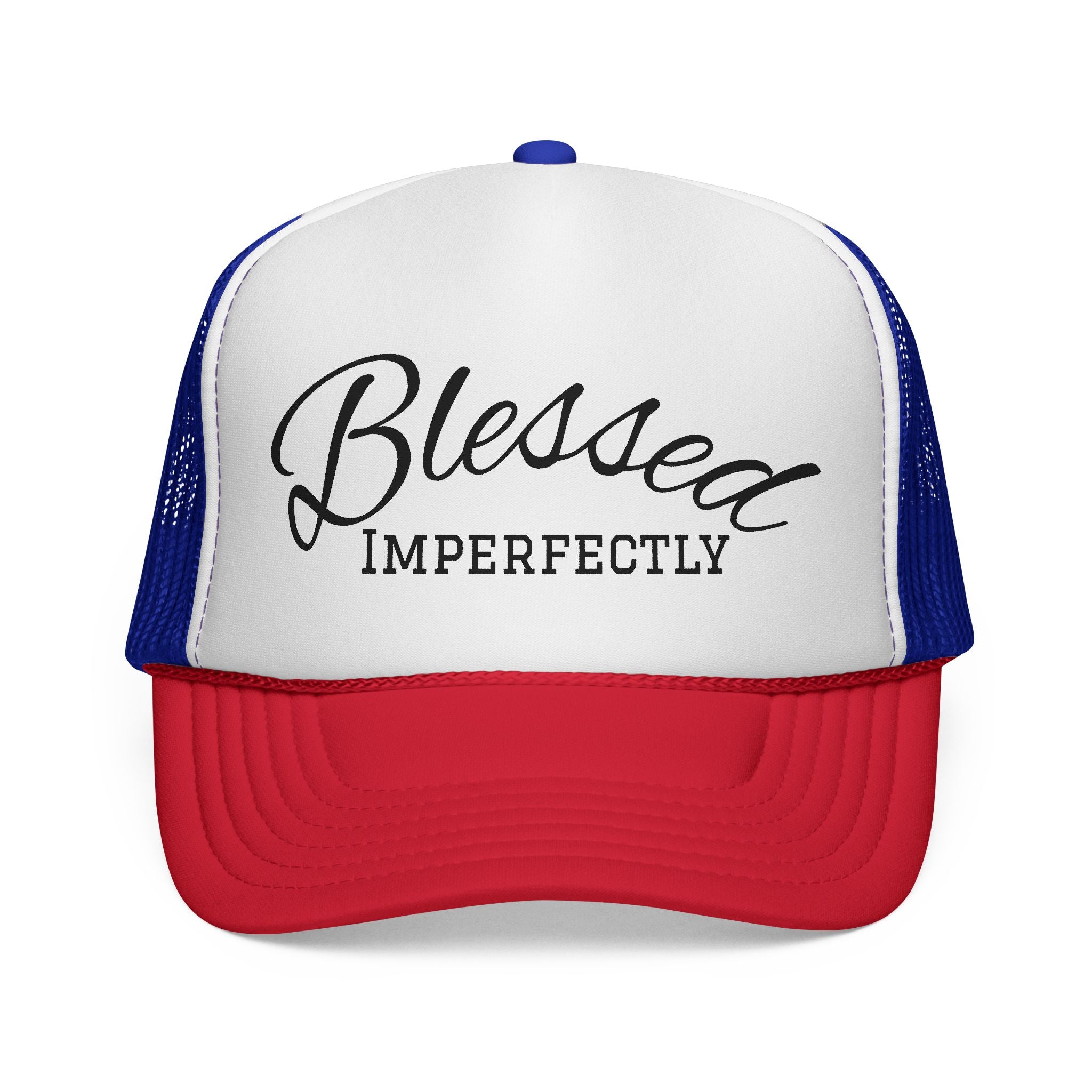 Blessed Imperfectly Trucker Cap | Script Logo Mesh Hat
