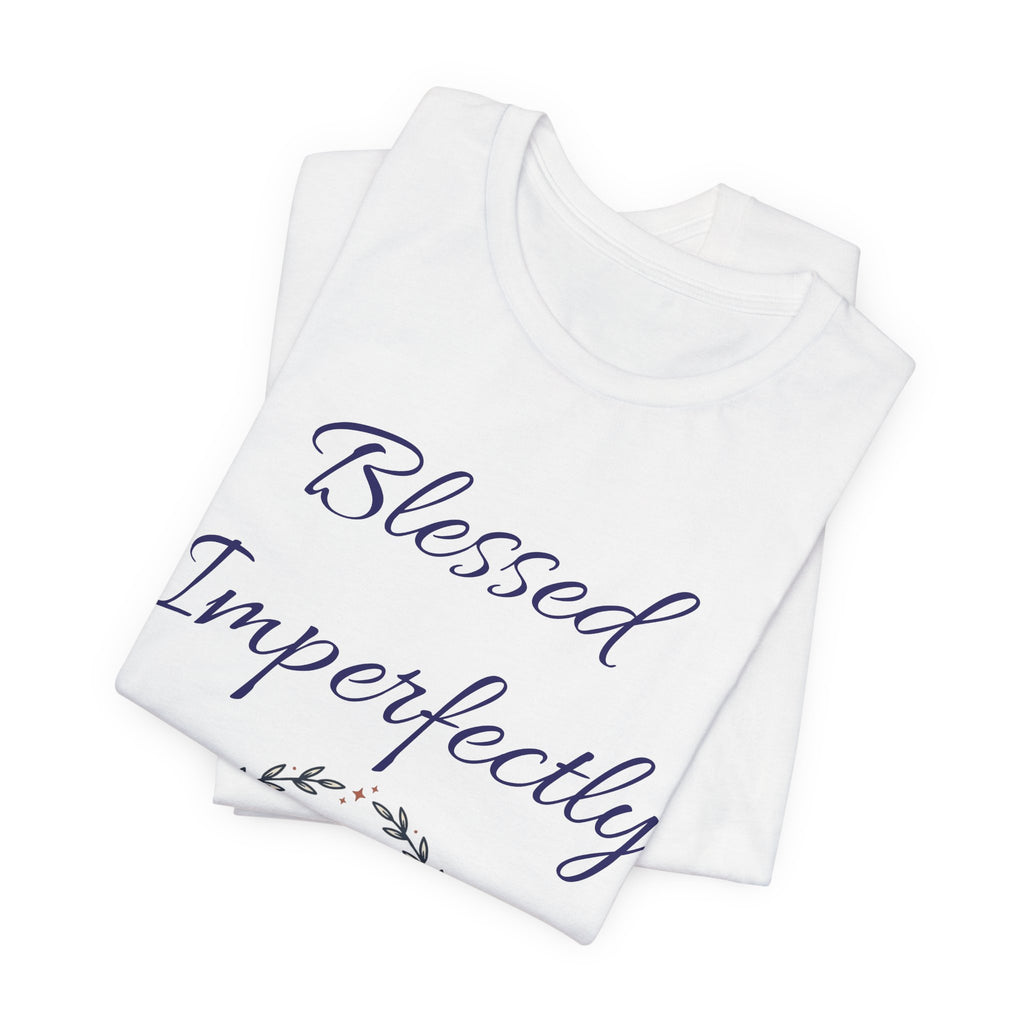 Blessed Imperfectly tee | Inspirational Script Heart Wreath Shirt