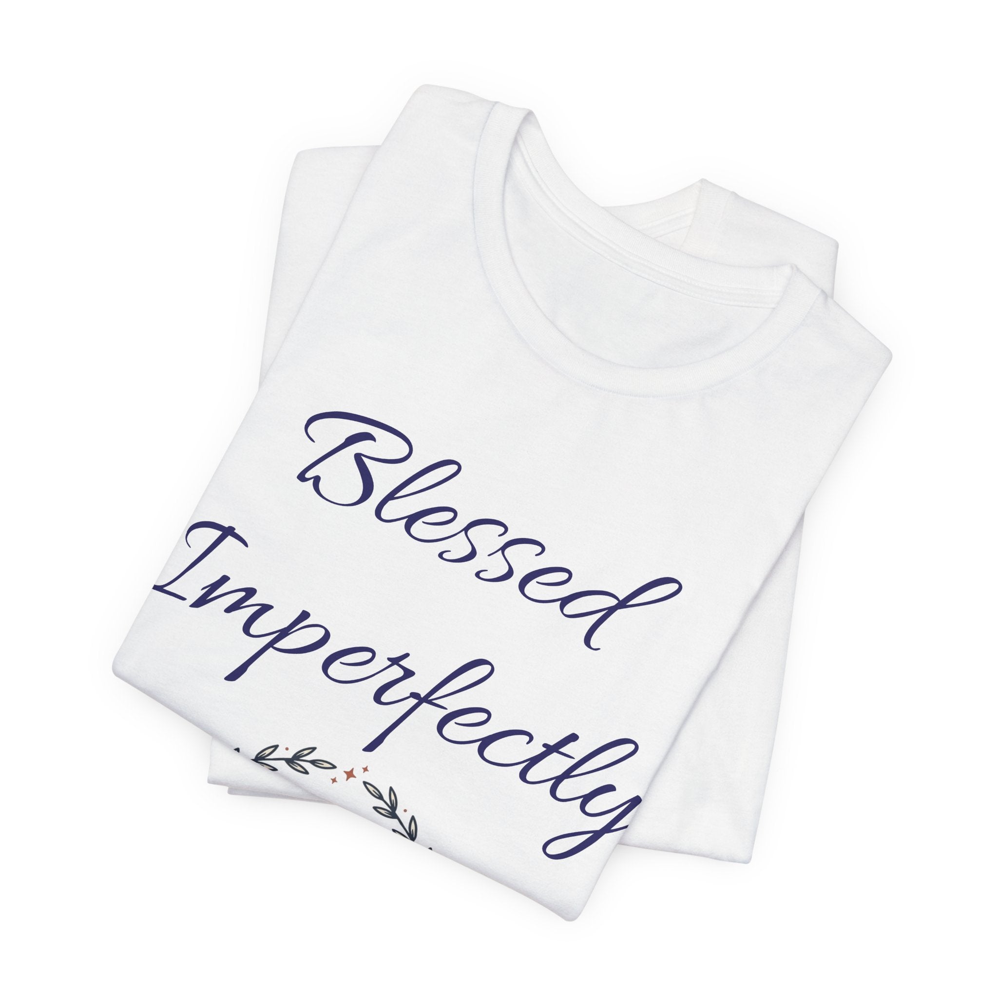 Blessed Imperfectly tee | Inspirational Script Heart Wreath Shirt