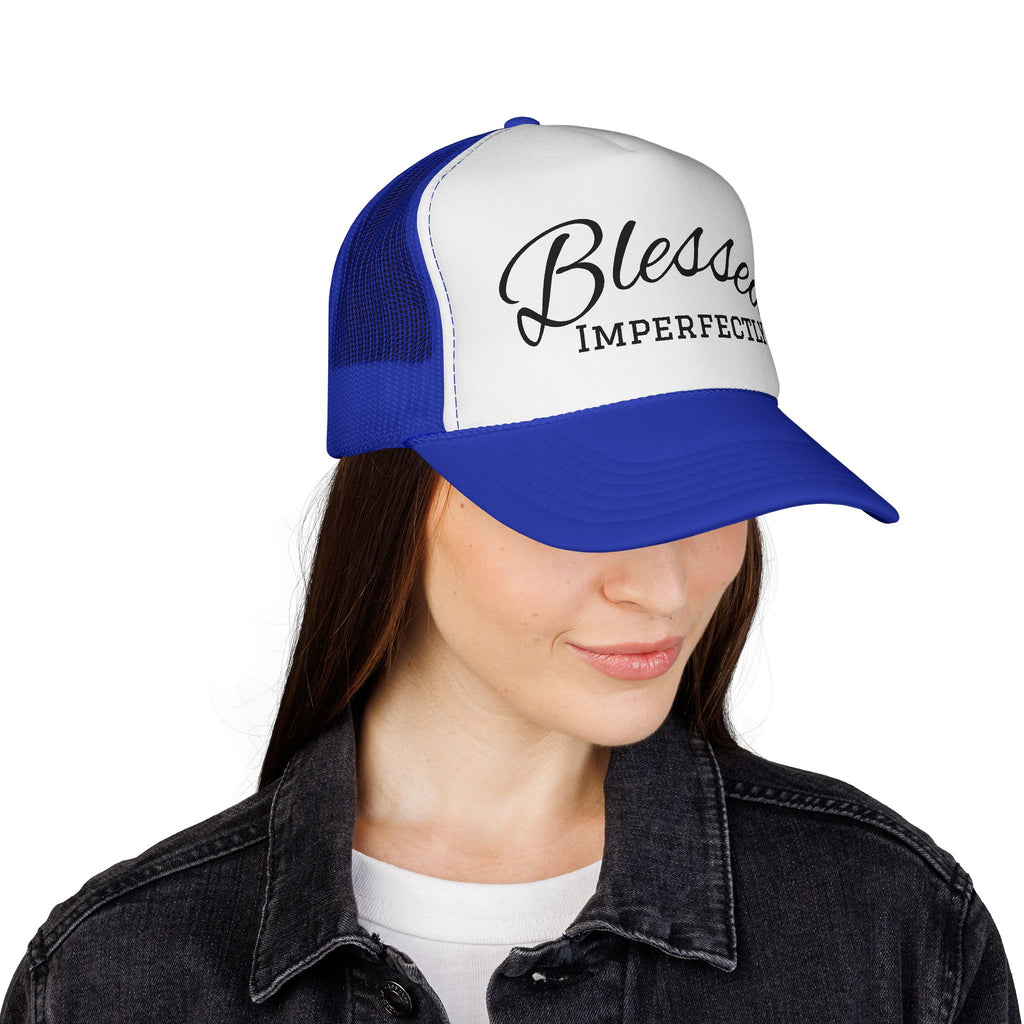 Blessed Imperfectly Trucker Cap | Script Logo Mesh Hat