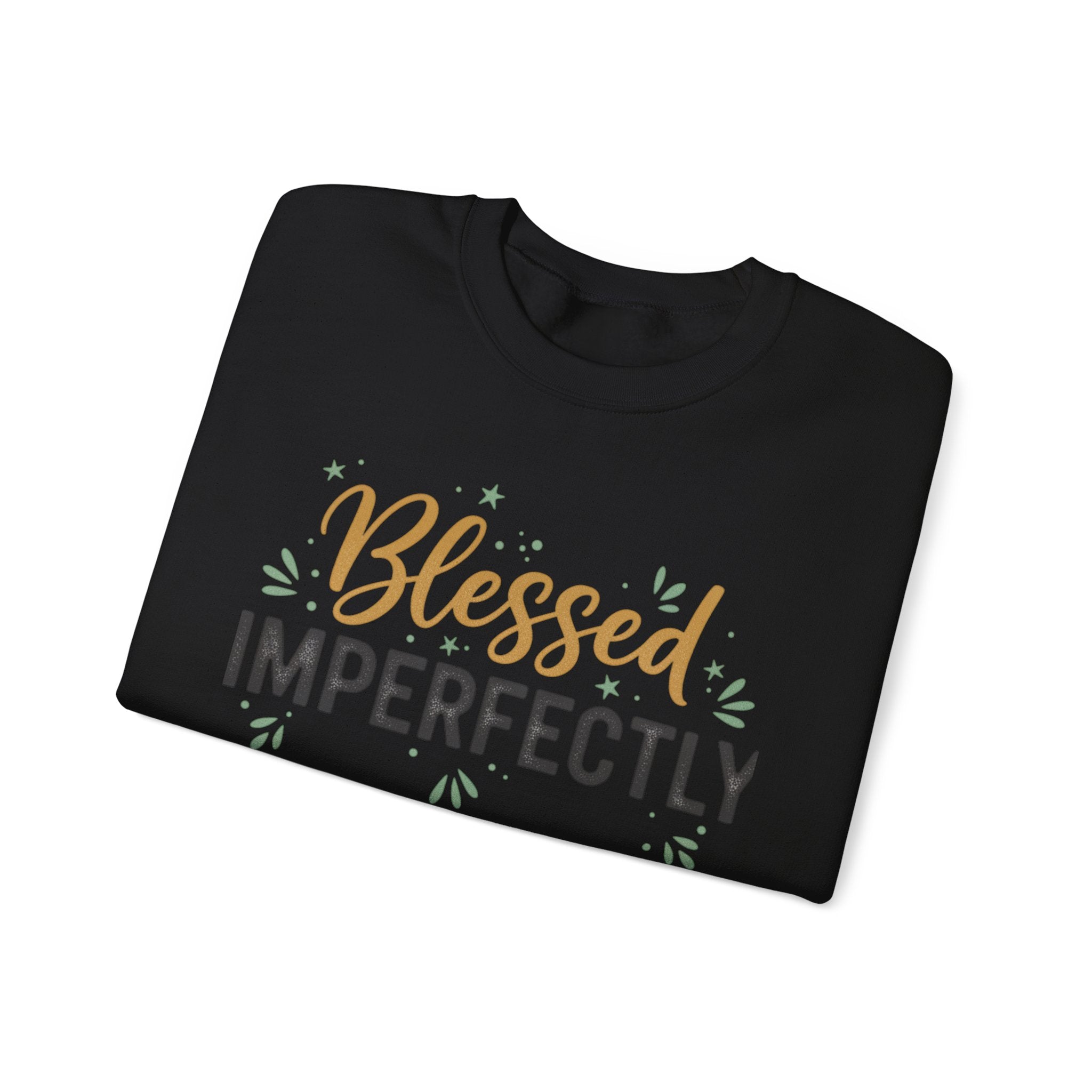 Blessed Imperfectly Sweatshirt | Inspirational Christian Typography, Floral Accents